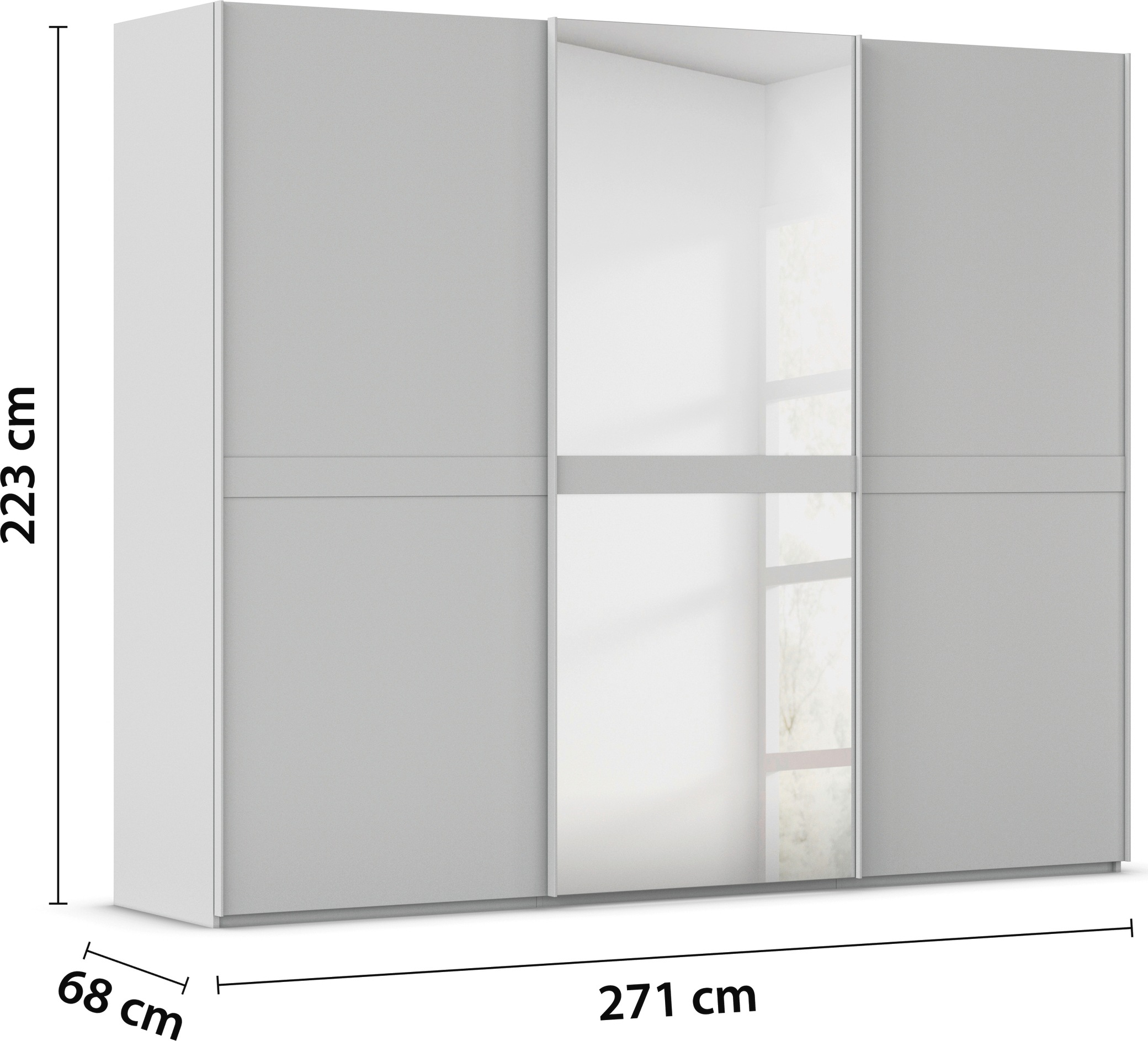 rauch Schwebetürenschrank »Kleiderschrank Schrank Garderobe Schlafzimmerschrank SCALE-LINE«, edle Optik mit Bauchbinde in Korpusfarbe mit Spiegel MADE IN GERMANY