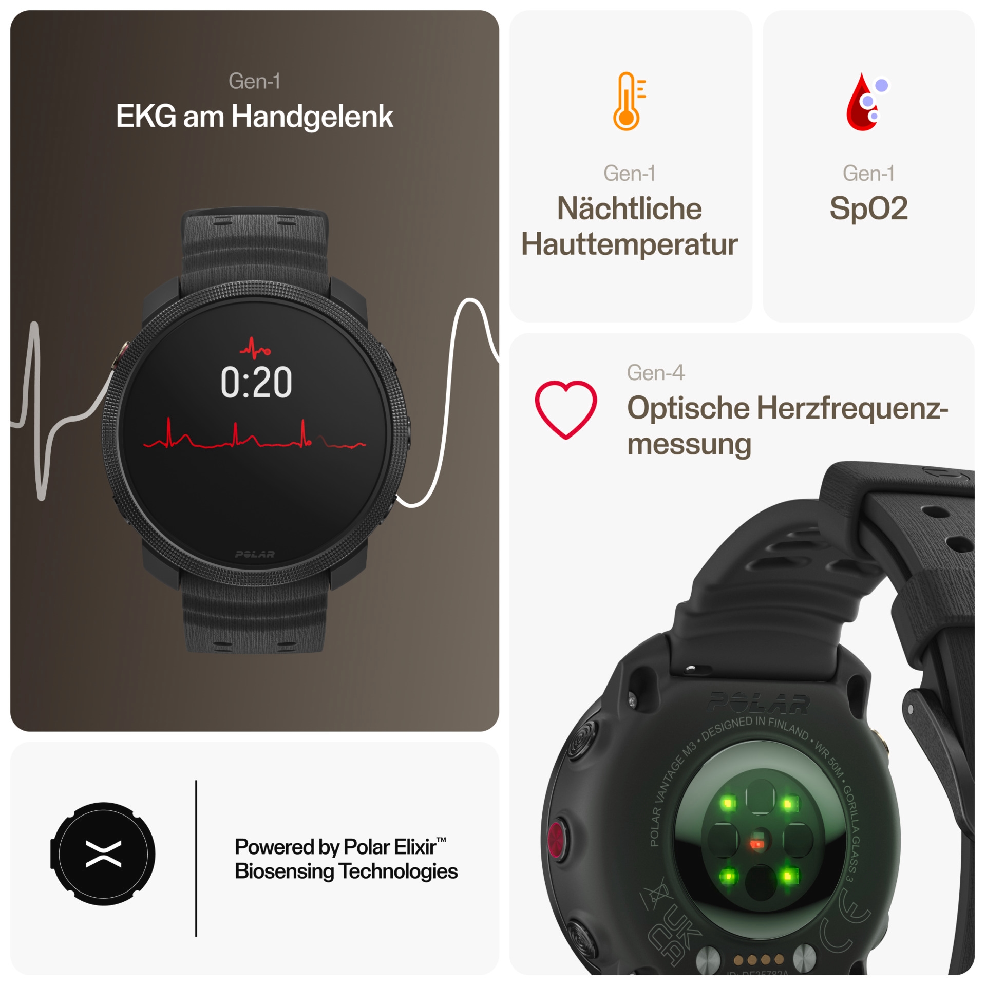 Polar Smartwatch »VANTAGE M3 S-L«, (3,3 cm / 1,28 Zoll), Proprietär, 32 GB,)