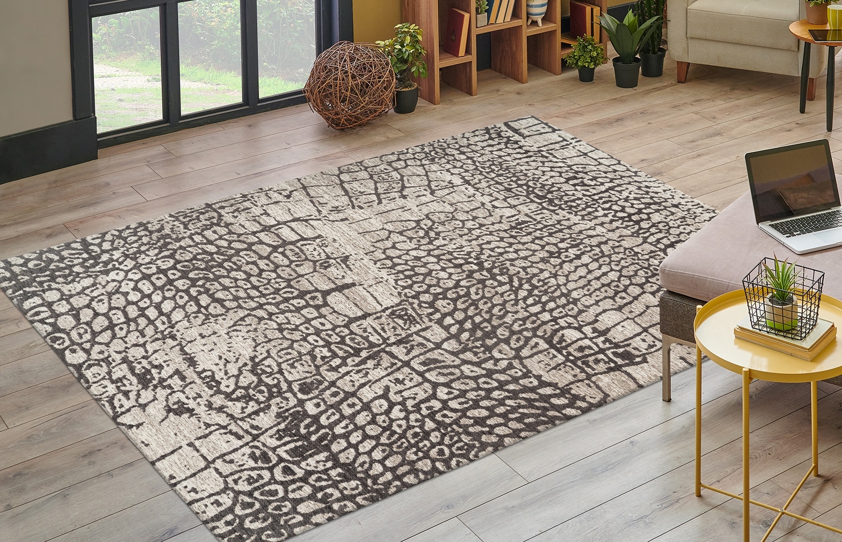 Teppich KAYOOM "Davis 325", grau, B:120cm H:12mm L:170cm, Polyester, Teppiche, Teppich, edles Design, pflegeleicht, neutrale Farben