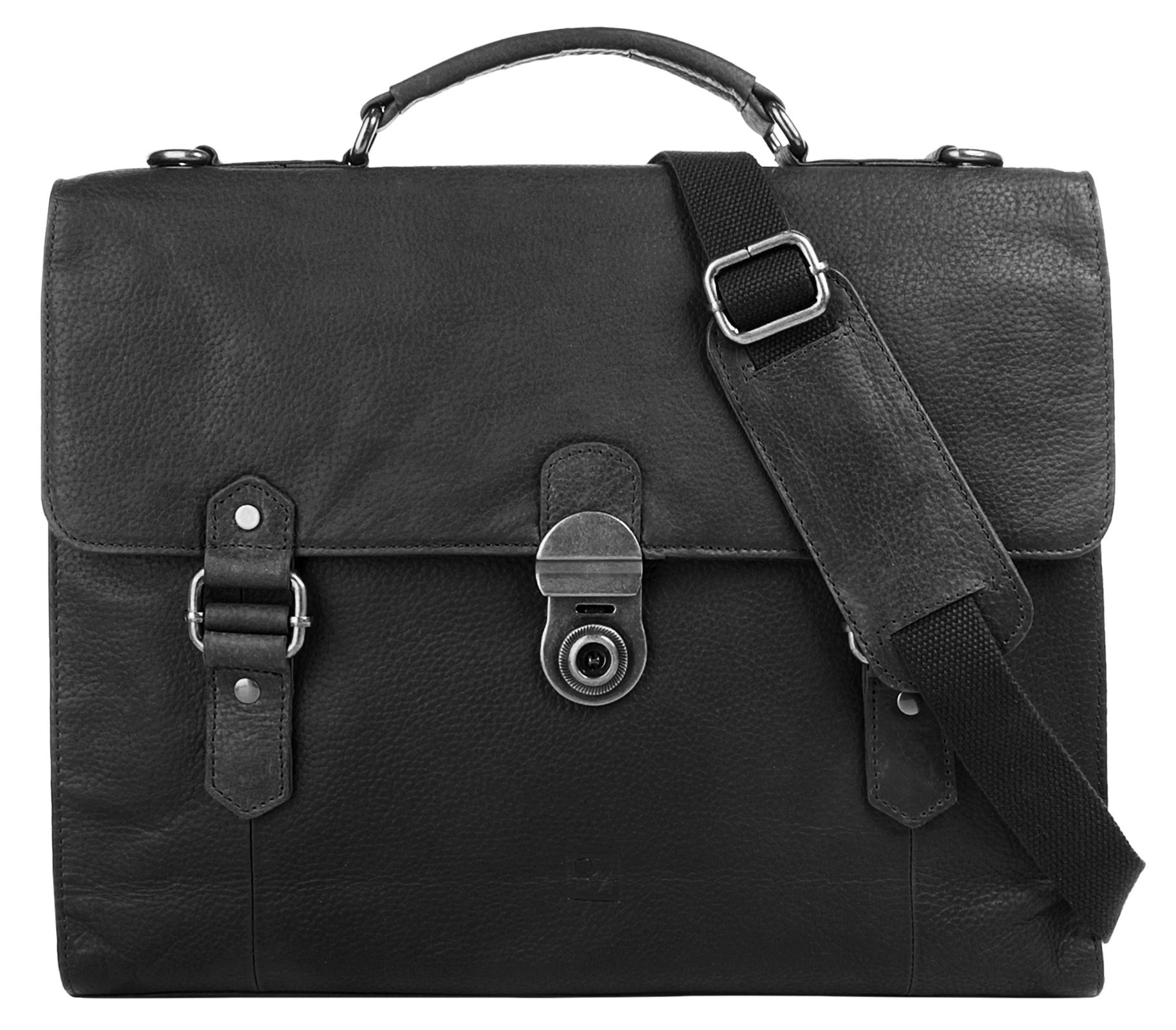 BODENSCHATZ Aktentascheschwarz, Leder, Strukturmuster, Taschen, echt Leder