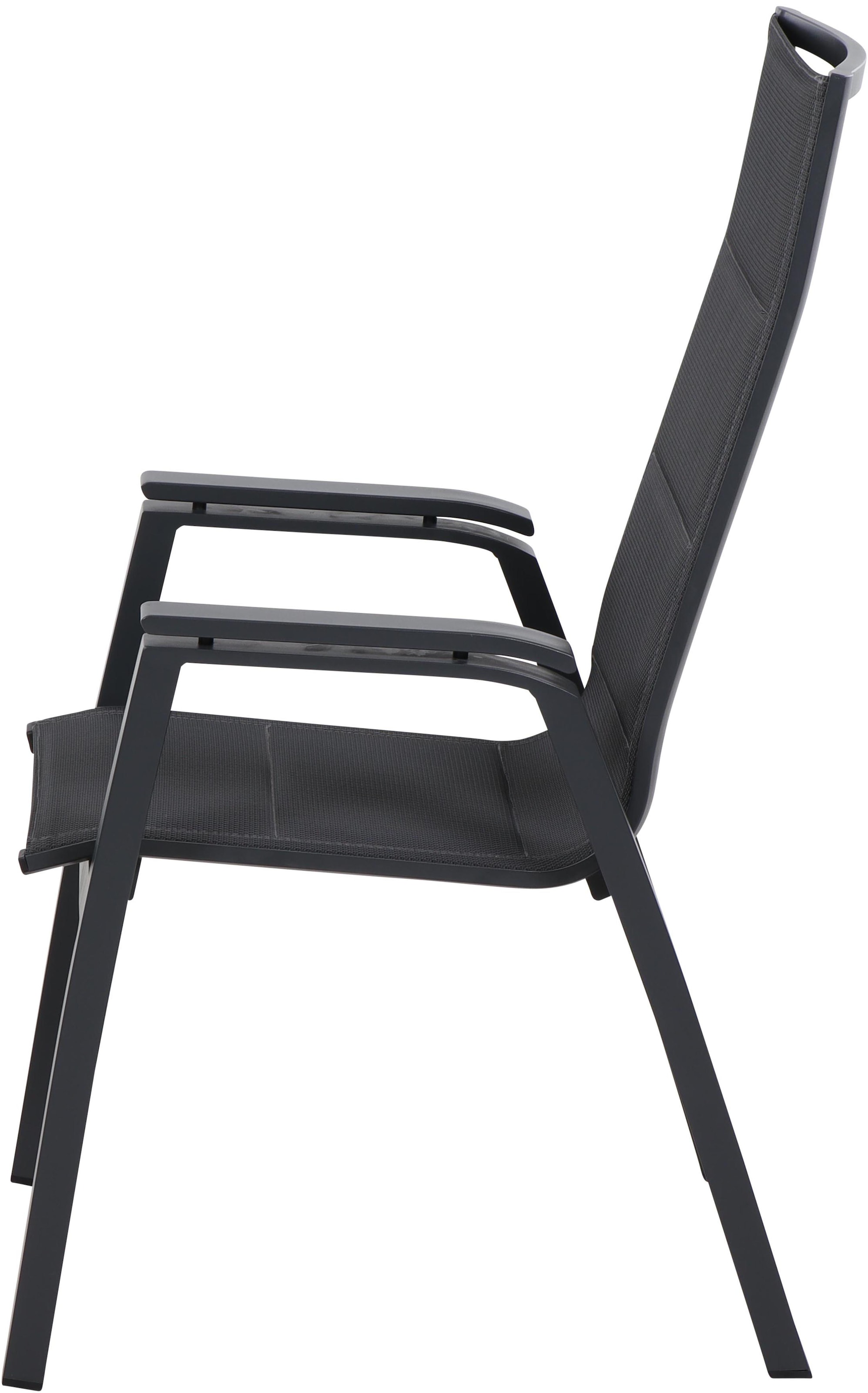 Siena Garden Gartensessel »MILANO Stapelsessel« Gestell aus Aluminium matt anthrazit, Bezug padded dunkelgrau