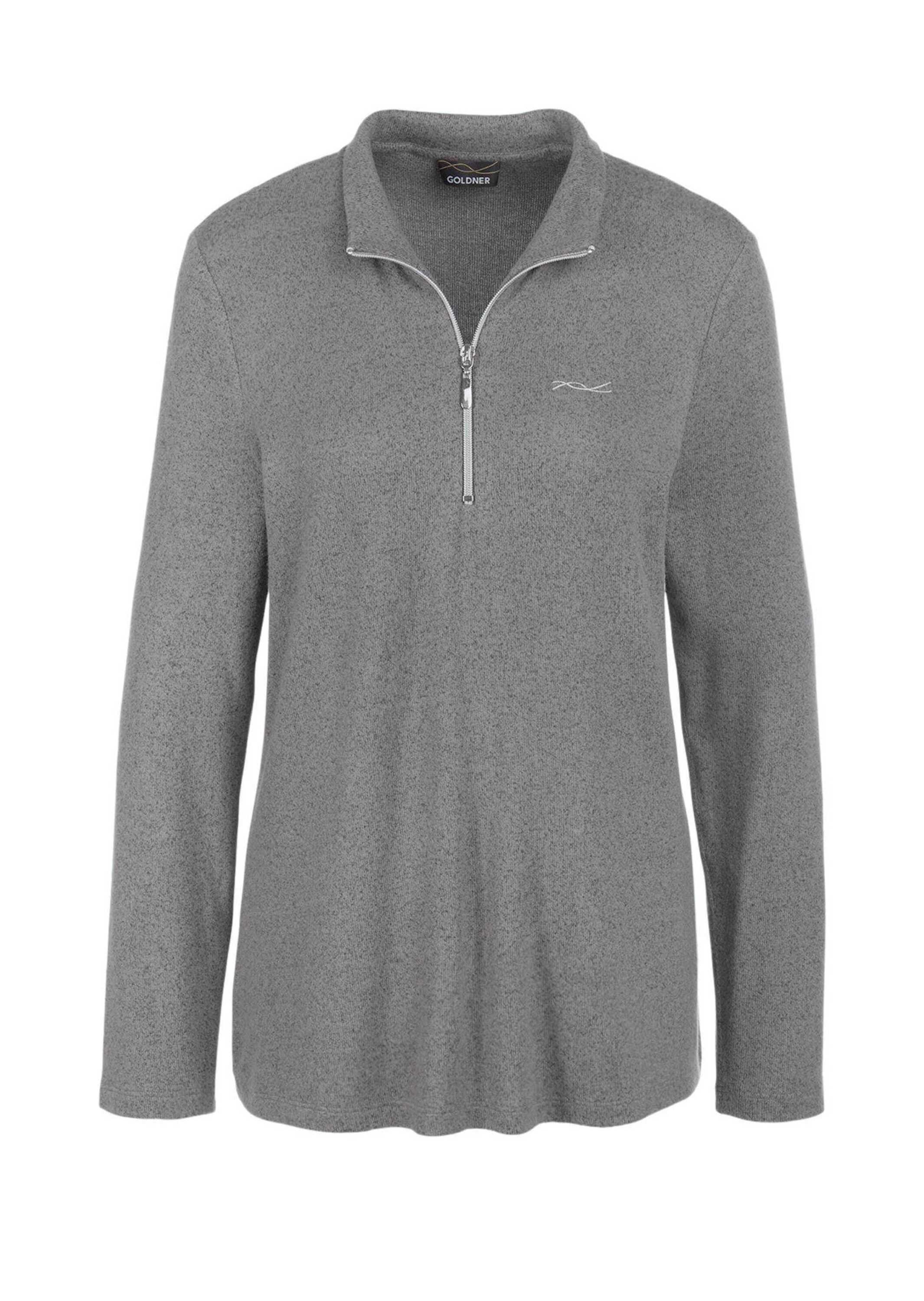 Thumbnail - GOLDNER Strickpullover "Flauschiges Stehbundshirt mit Reißverschluss und glänzendem, gesticktem Logo" Ohne