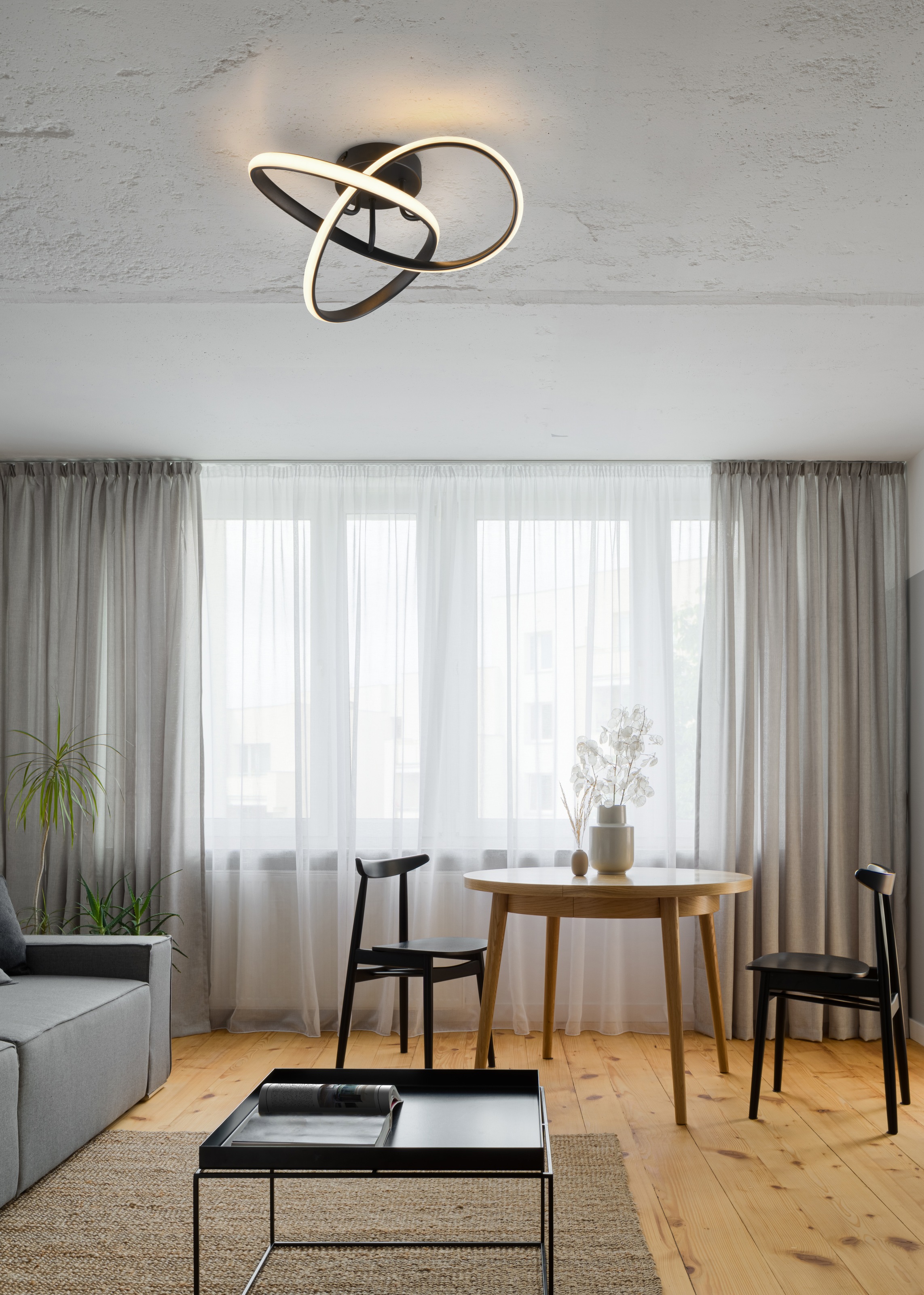 Places of Style LED Deckenleuchte »MESSACHUSETTS, kleine Dekolampe als LED Deckenlampe oder Wandlampe«, 1 flammig, Leuchtmittel LED-Board | LED fest integriert, Ø 40cm, Höhe 15cm Design Lampe mit geschwungenem LED Knoten 1800 Lumen