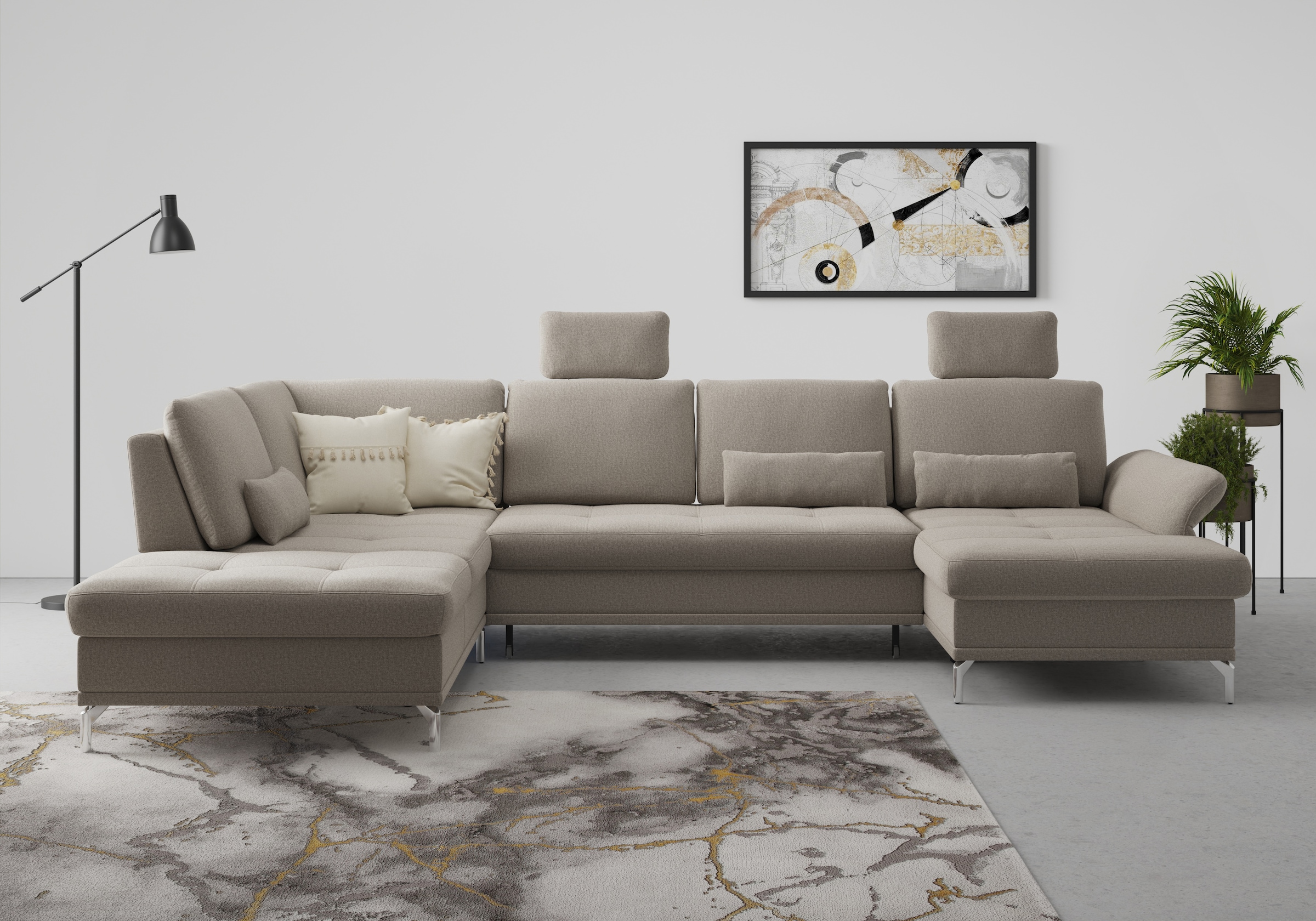 Home affaire Wohnlandschaft "Palm Beach U-Form" Federkern, mit Sitztiefenve günstig online kaufen