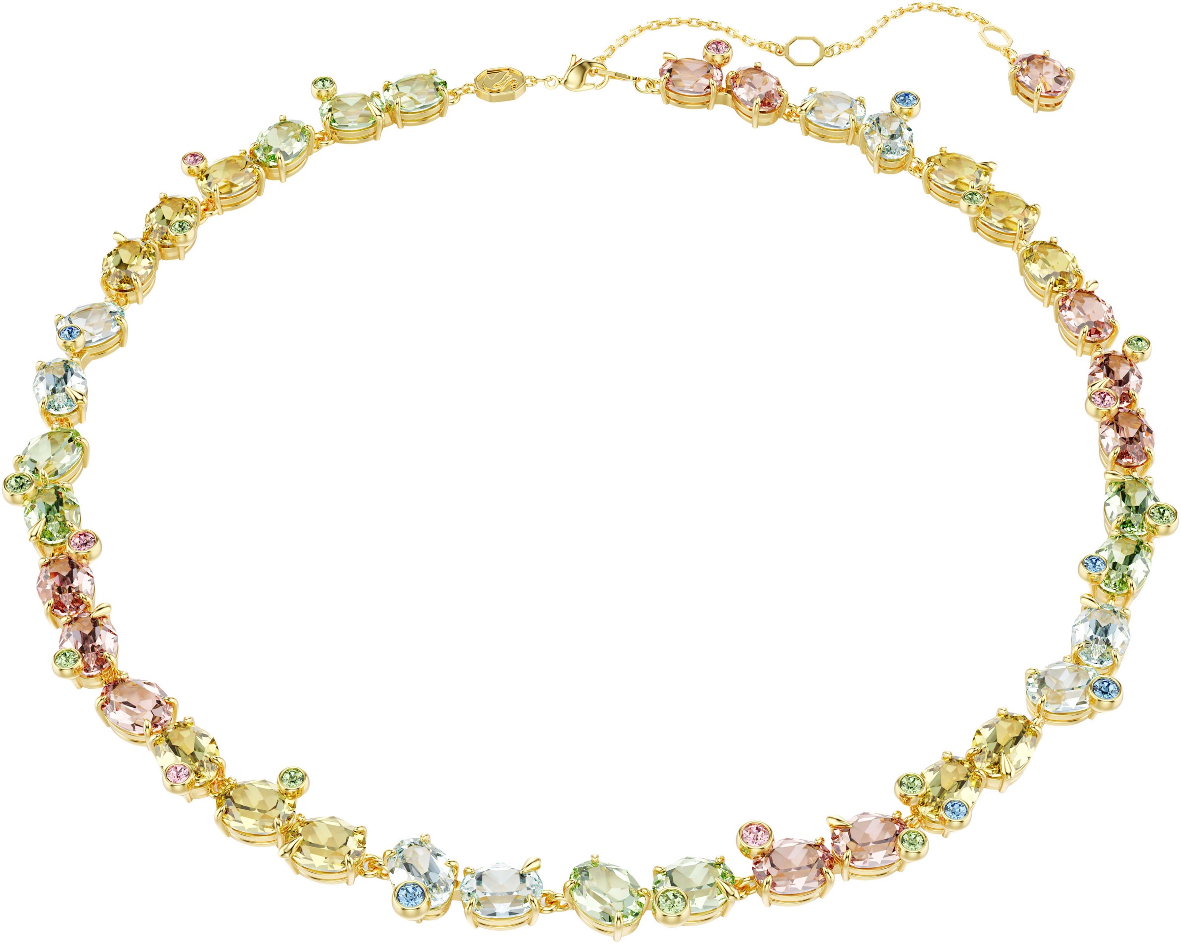 Collier SWAROVSKI "Schmuck Geschenk Gema Tennis Halskette", gold (gelbgoldfarben, rosa, gelb, grün, blau), Halsketten, Damen, Metall, L: 45 B: 9mm, Collier, mit Swarovski Kristall, B:9mm 2