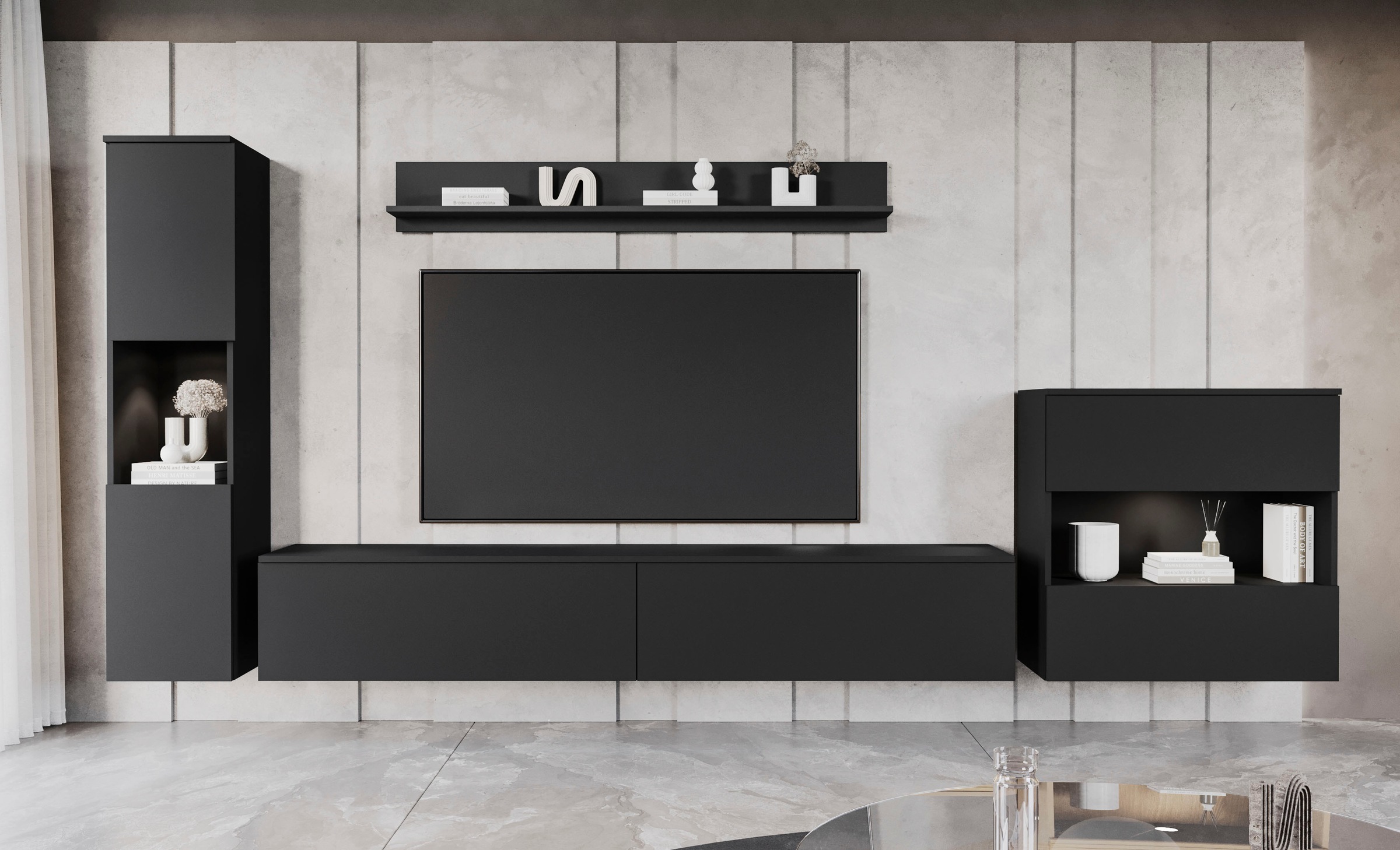 OTTO home Wohnwand "PARIS, Vitrine Türanschlag links/rechts wechselbar" Kom günstig online kaufen