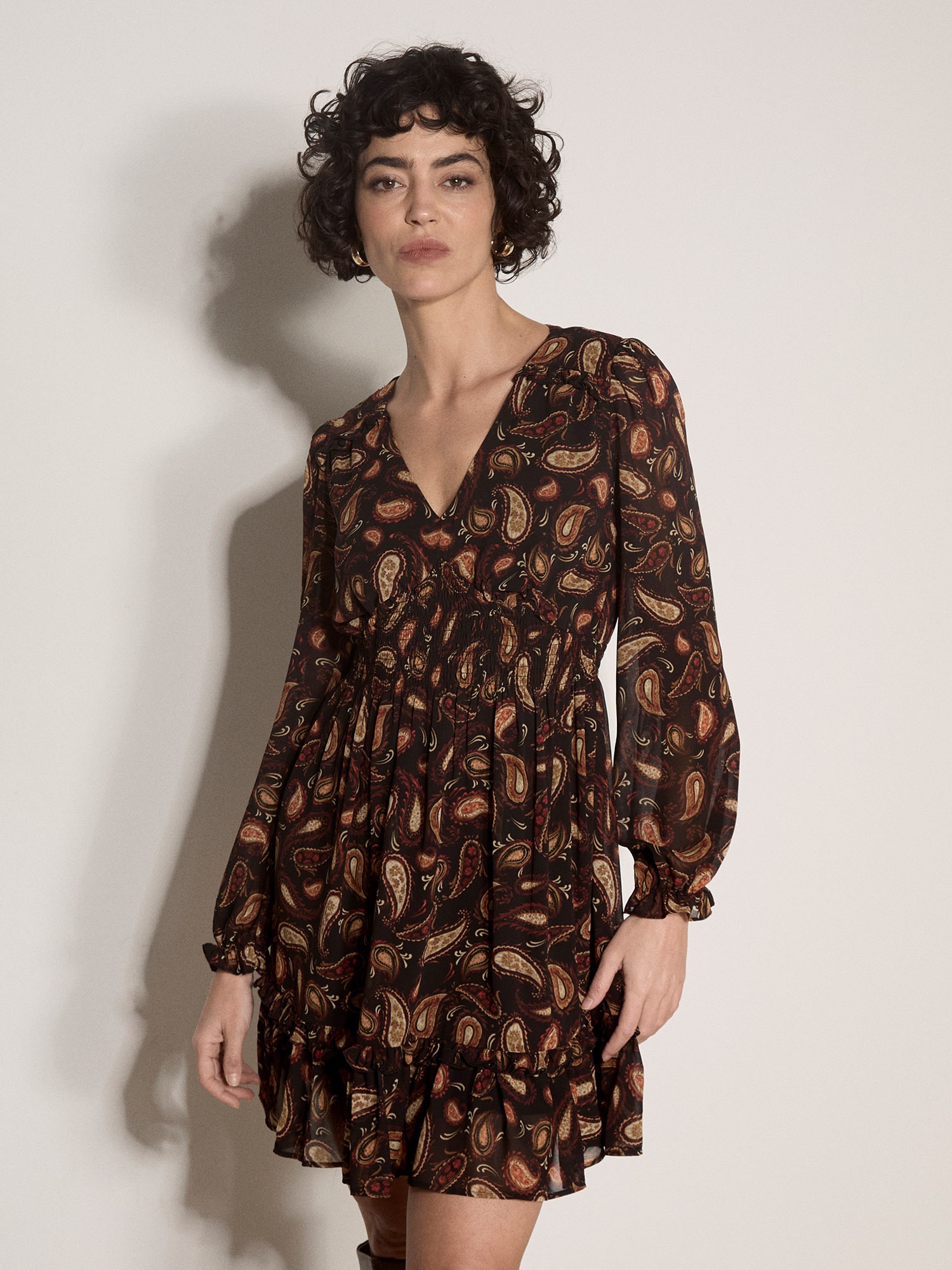 Apricot Minikleid »Chiffonkleid« mit Rüschen