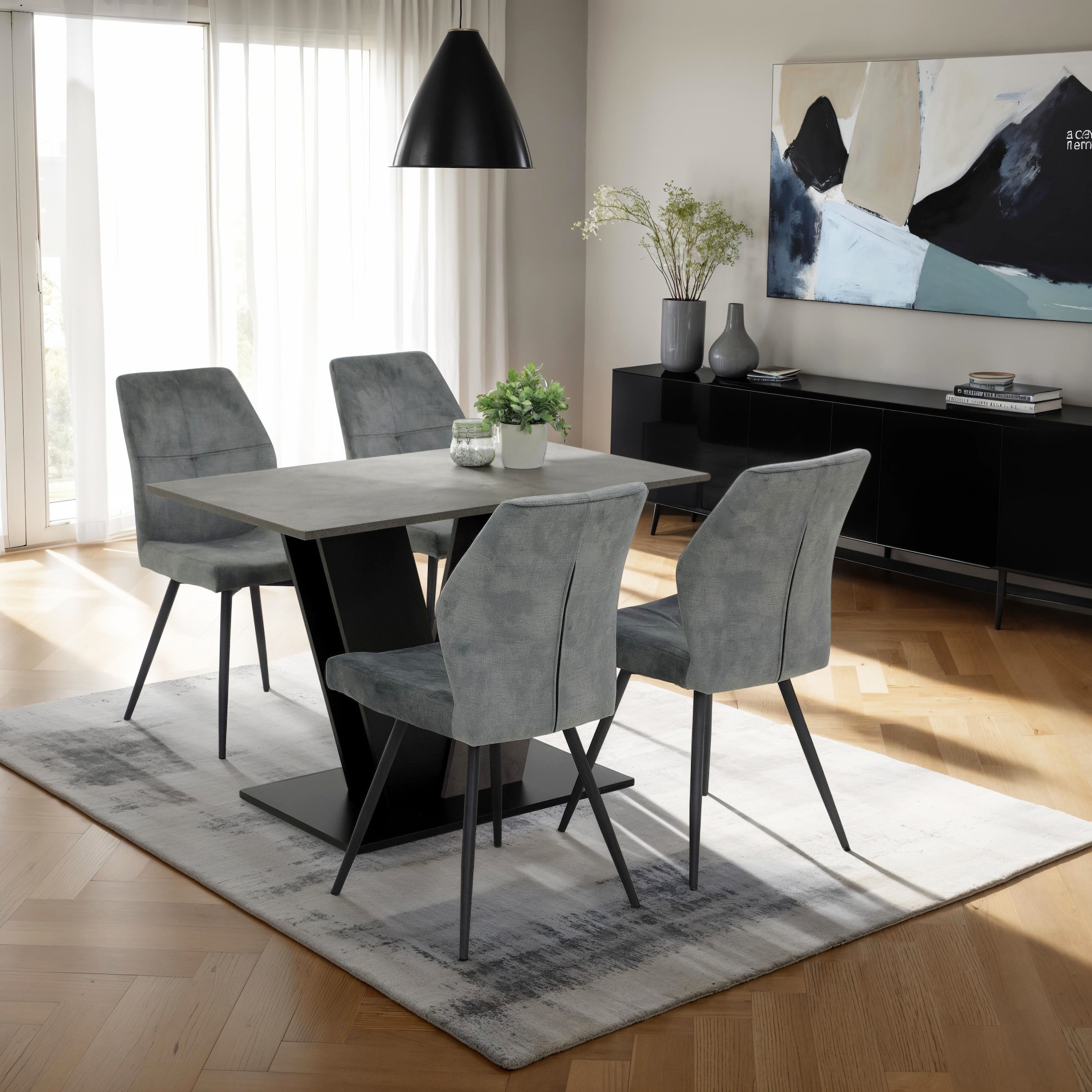 HELA Essgruppe "ELBE" Set, 5 tlg. tlg. Essgruppe, Säulentisch, 4-Fußstuhl 3 günstig online kaufen