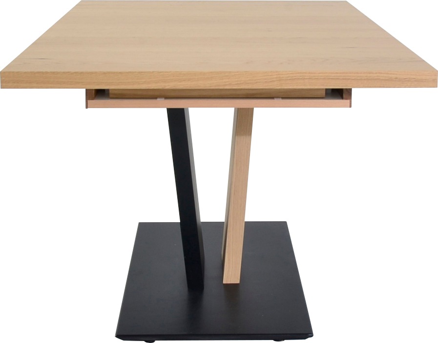 Esstisch K+W KOMFORT & WOHNEN "Giacomo III", schwarz (asteiche bianco, asteiche bianco, schwarz, asteiche bianco), B:130cm H:75cm T:90cm, Tische, Esstisch, Esstisch in Asteiche bianco furniert, Untergestell im 2 Farben-Mix 3