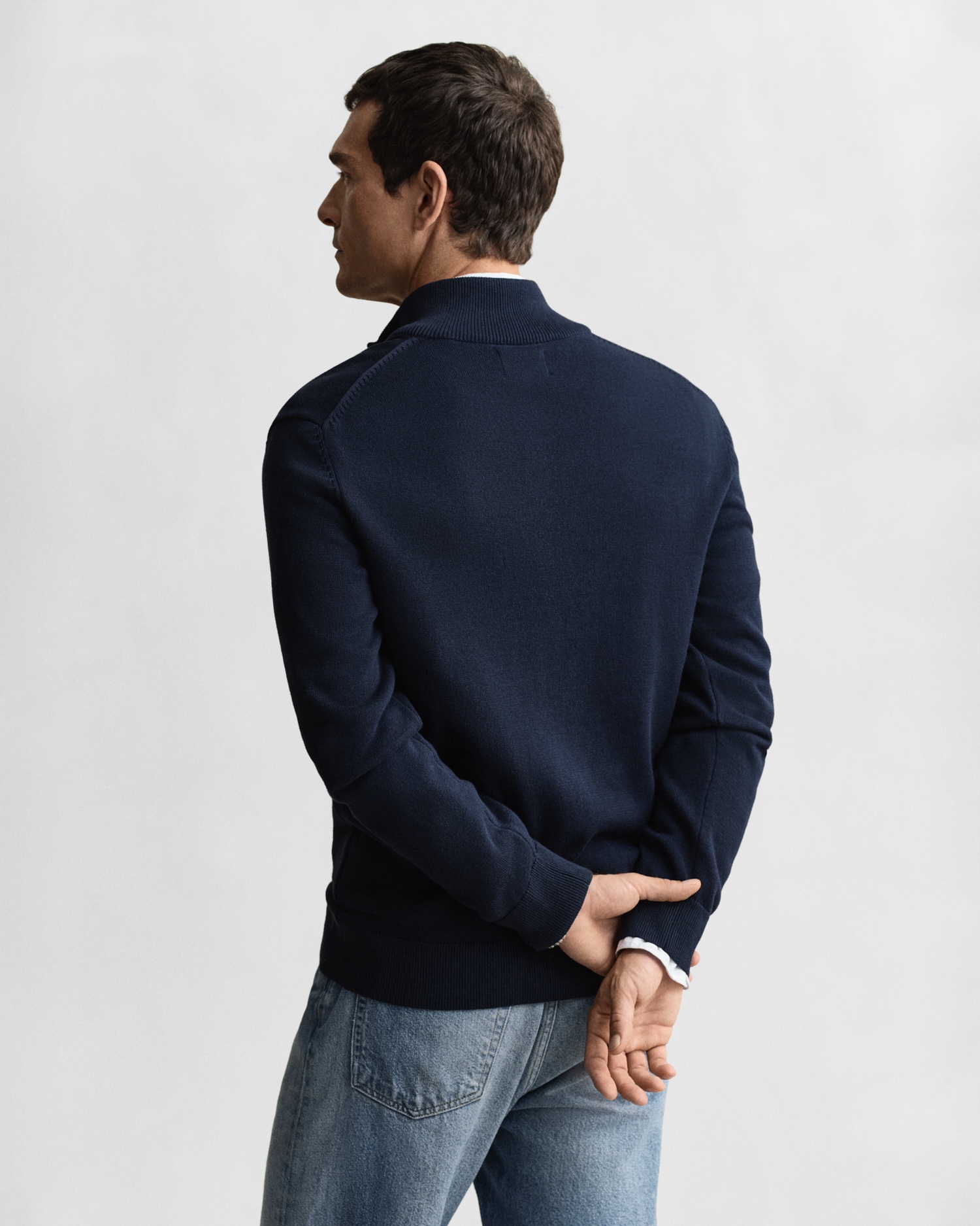 Gant Cardigan »CASUAL COTTON ZIP CARDIGAN« Mit Rippbündchen an Stehkragen, Ärmeln und Saum