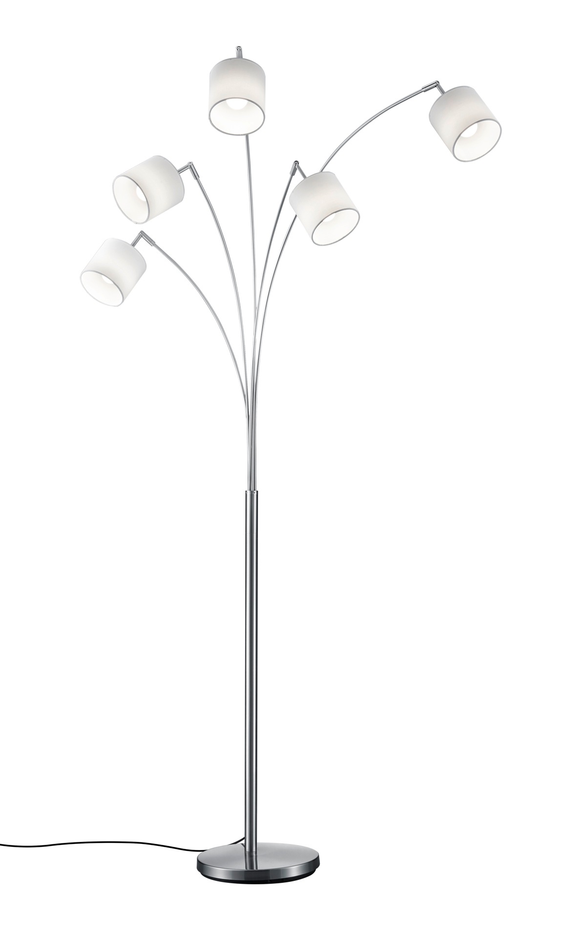 REALITY Leuchten Stehlampe »TOMMY, Bogenleuchte 5-flammig, exkl 5x E14 max 28W, mit Fussschalter«, 5 flammig, Leuchtmittel E14 | Leuchtmittel wechselbar, Stehlampe Wohnzimmer mit Stoffschirmen und verstellbaren Spots