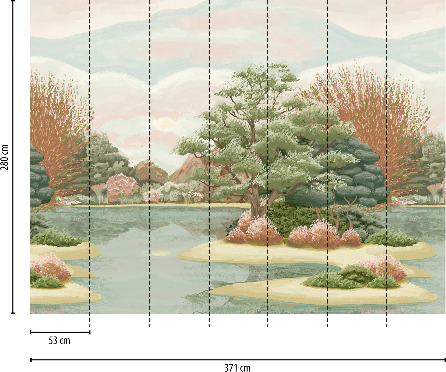 living walls Fototapete »The Wall 4 Eyecatcher – Malerische Baumlandschaft Vlies-Fototapete« Motiv | matt | naturalistisch leicht strukturiert Malerische Baumlandschaft mit atmosphärischer Tiefe