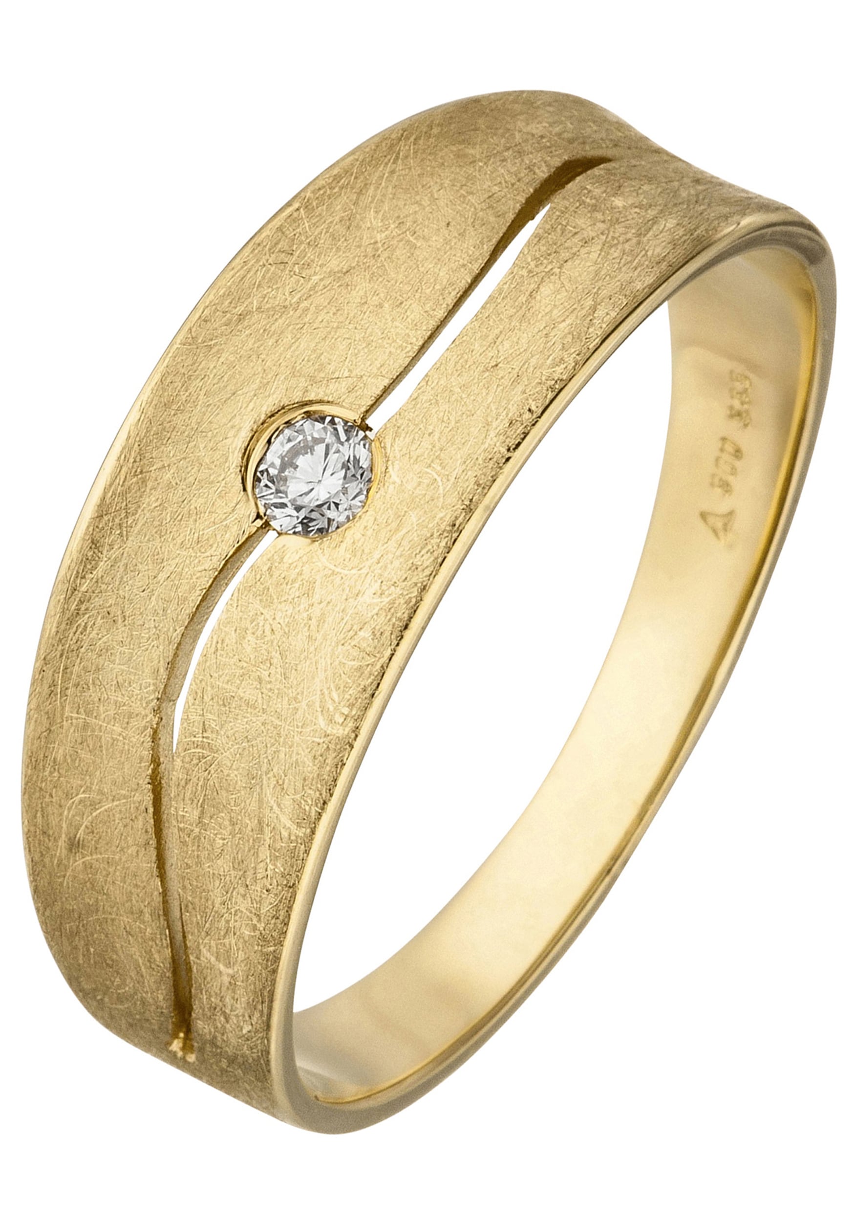 JOBO Fingerring 585 Gold eismatt mit Diamant 0 06 ct.