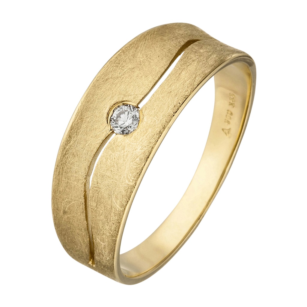 JOBO Fingerring 585 Gold eismatt mit Diamant 0 06 ct.