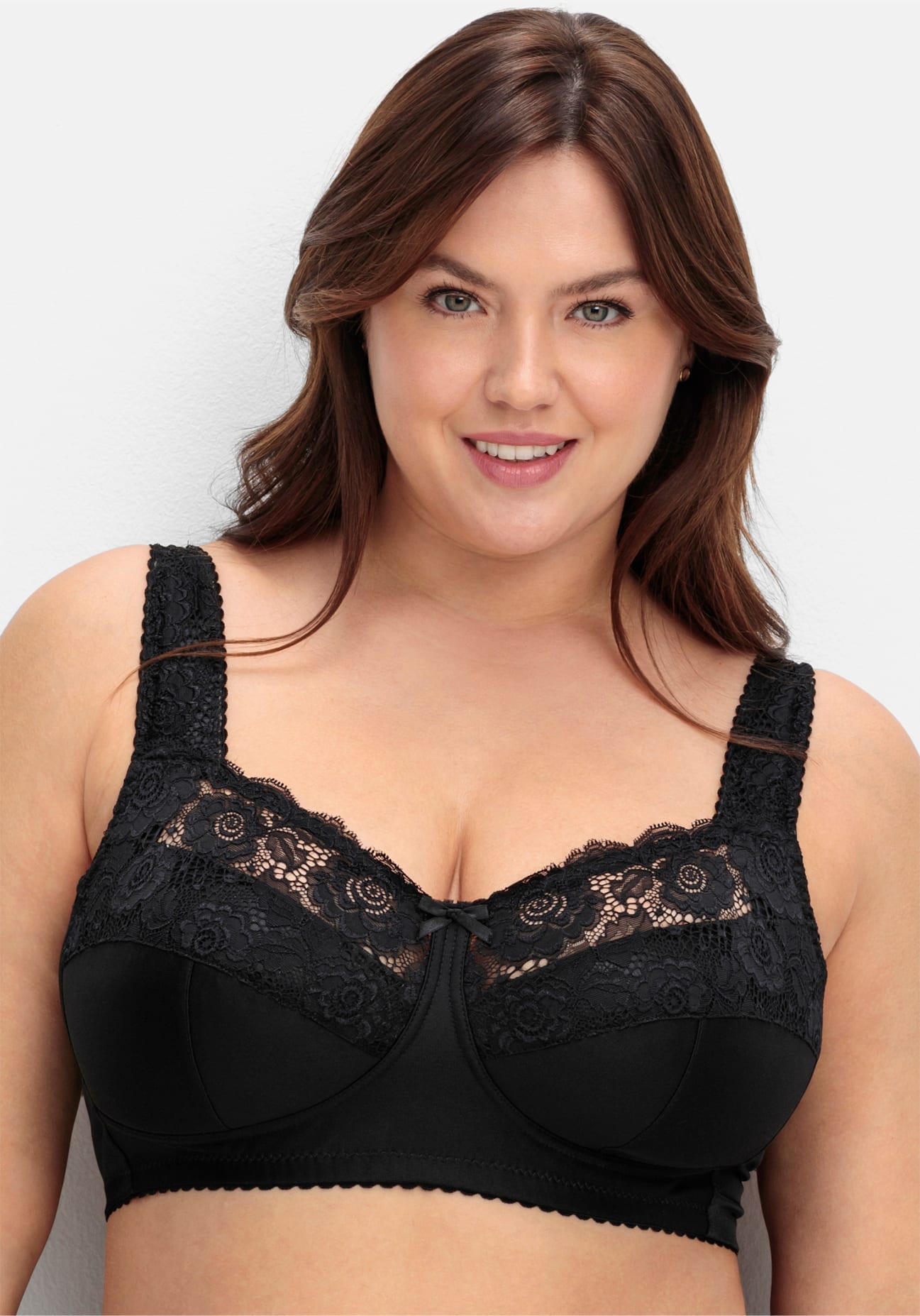 SHEEGO Damen Bügelloser BH, Gr. 105, schwarz, 83% Polyamid, 17% Elasthan, BHs