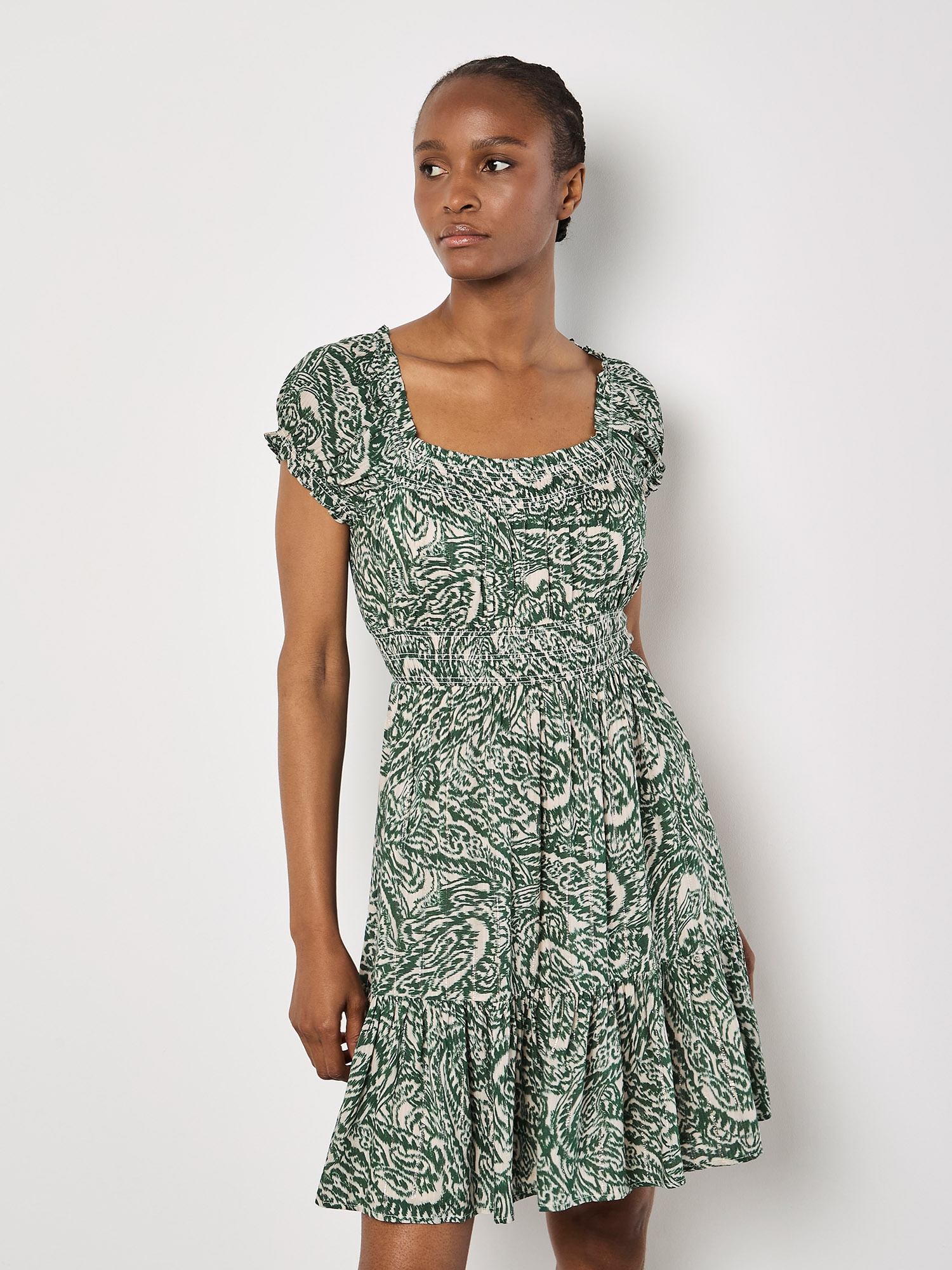 Apricot Minikleid "Paisley-Milchmädchen-Minikleid" mit Smokdetails
