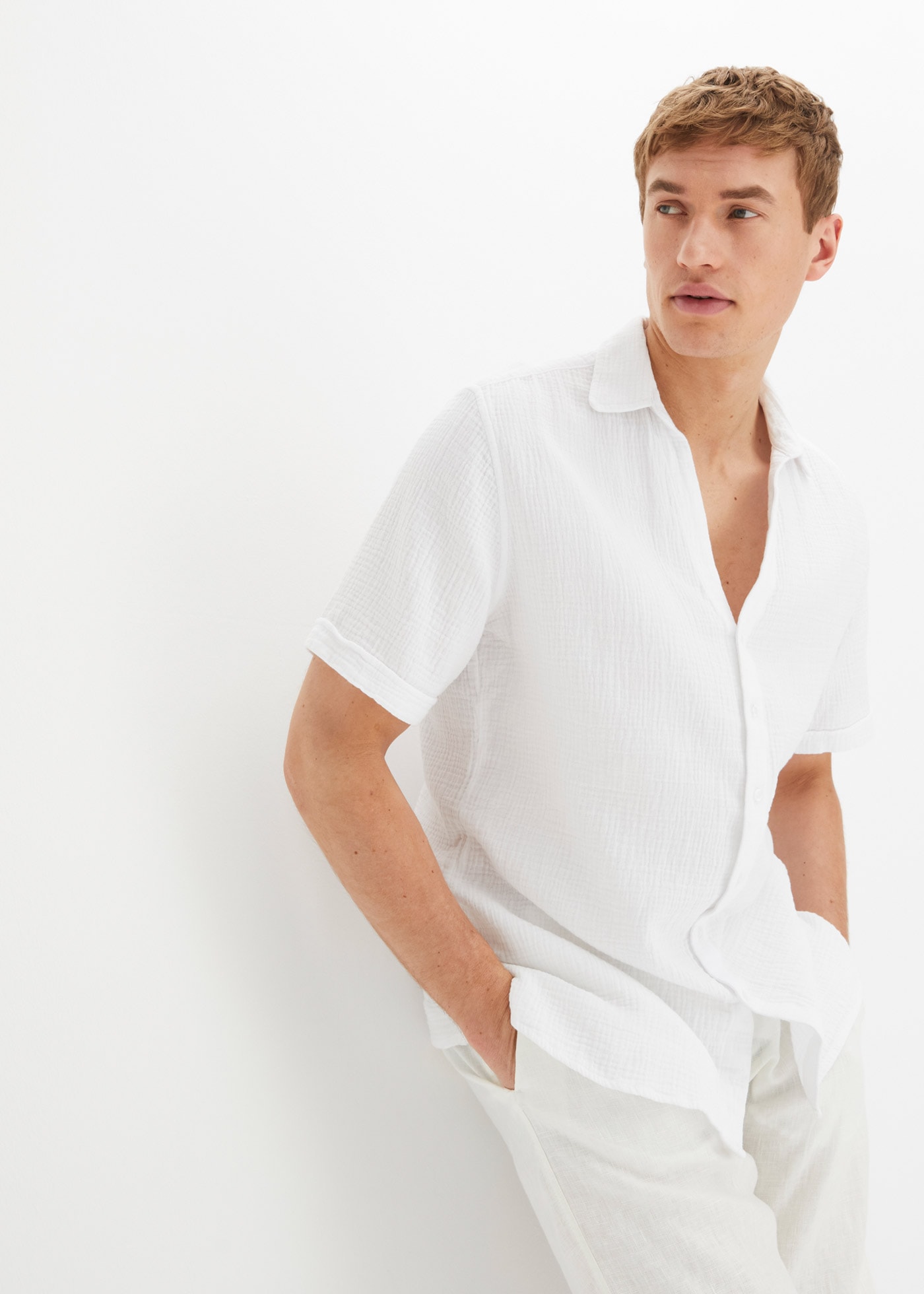 bonprix Kurzarmhemd regular fit Passform, aus reiner Baumwolle, unifarben, günstig online kaufen