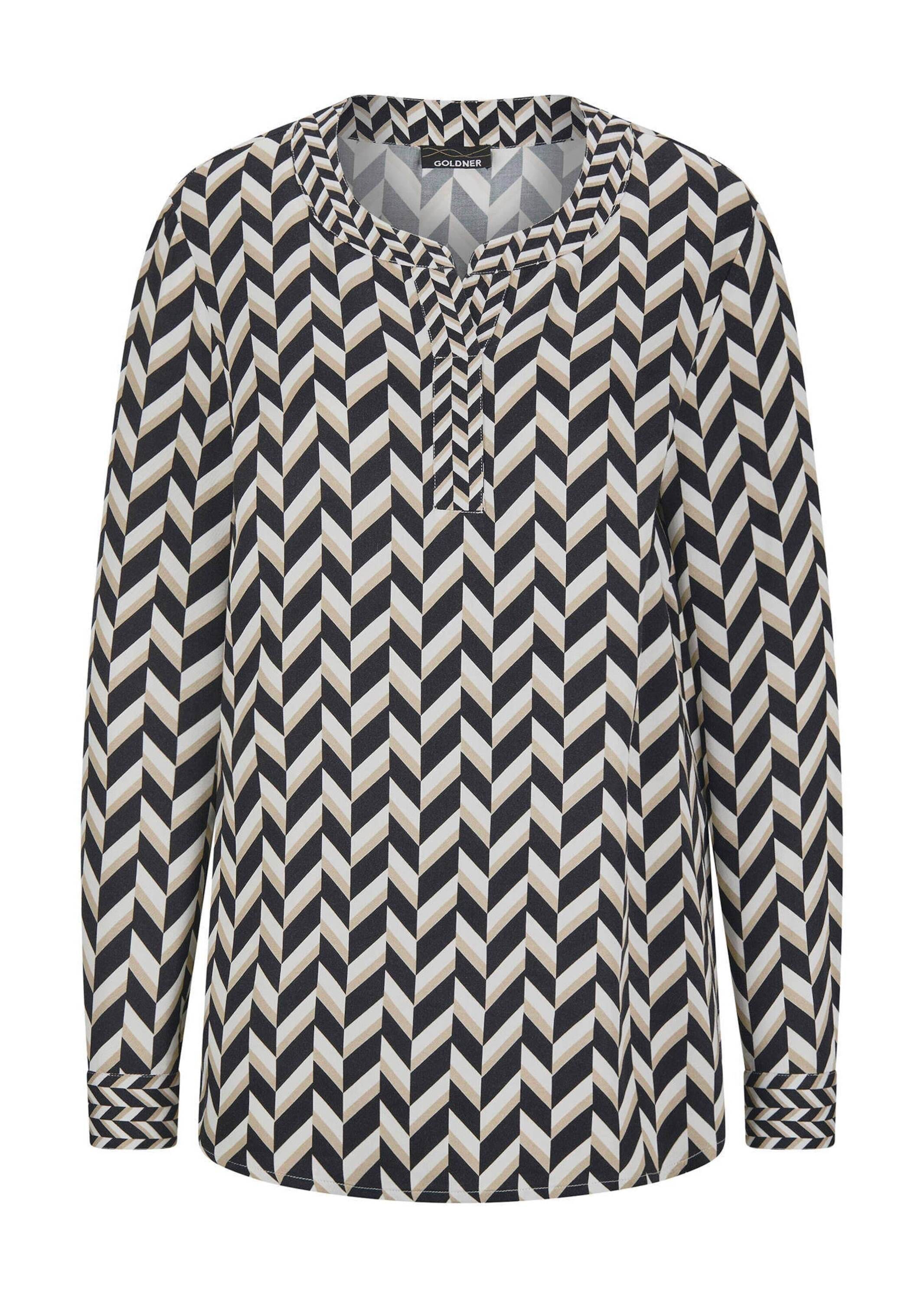 GOLDNER Schlupfbluse "Kurzgröße Grafische Viskosebluse mit Rundhals" günstig online kaufen