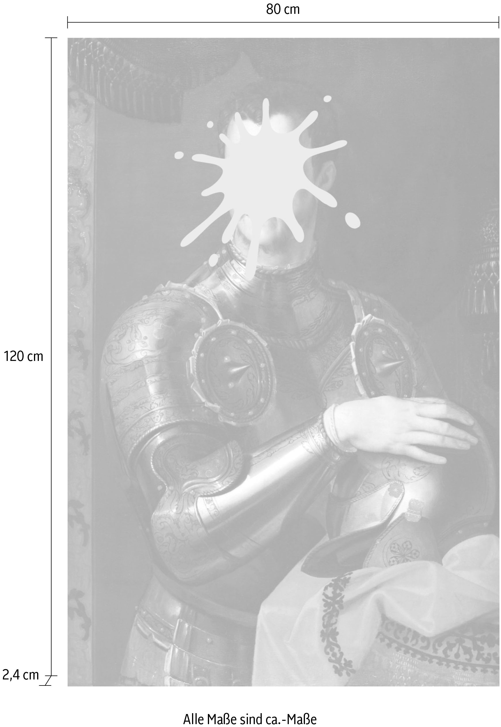 queence Acrylglasbild »Ritter mit Farbklecks«, Kunst-Gemälde-Mann-Bilder von Männern-Historische Persönlichkeiten-Formen-Ritter, Fine Art-Print in Galeriequalität