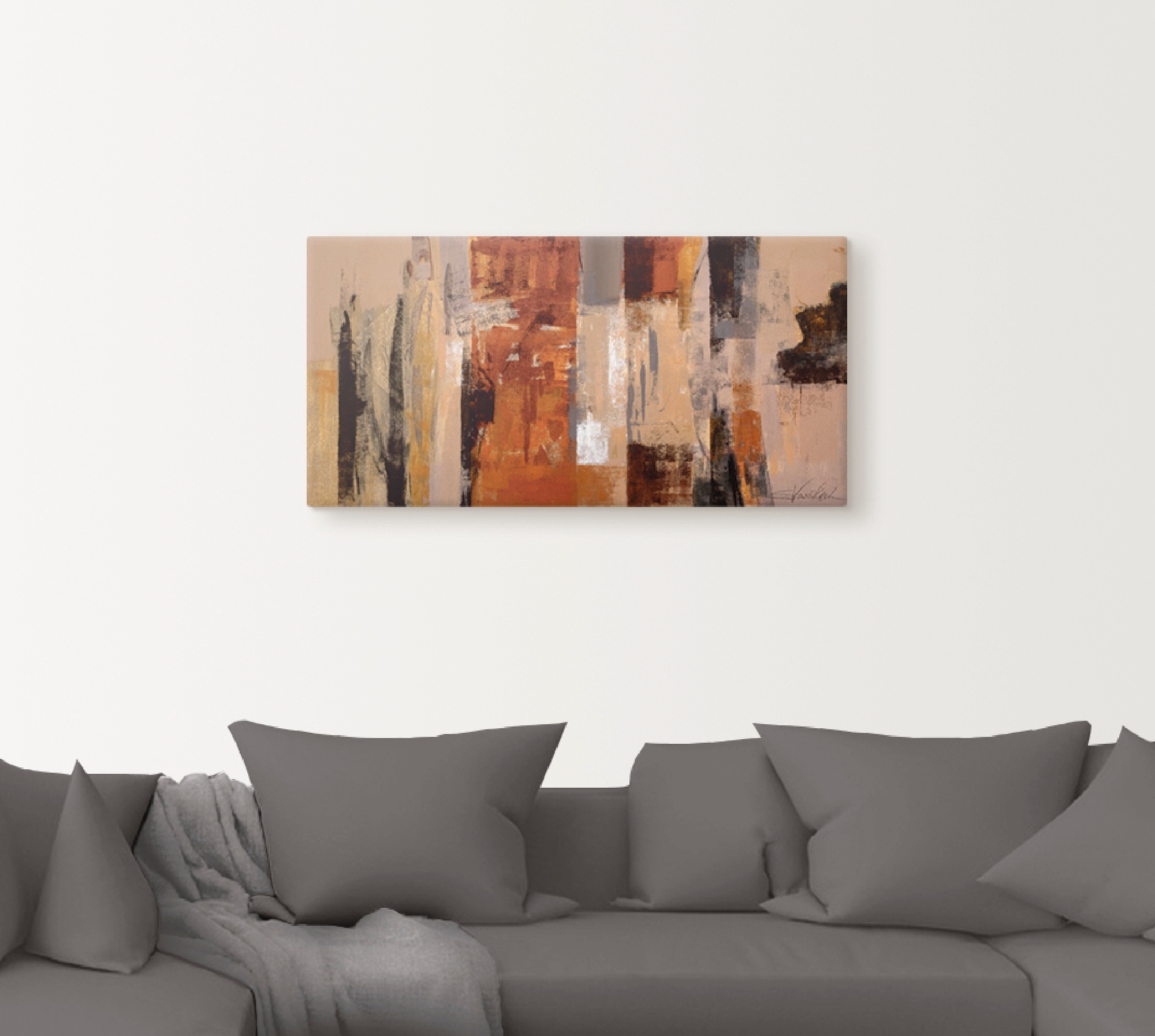 Artland Wandbild "Stadt-Morgen" Gegenstandslos 1 Stk. tlg. als Leinwandbild günstig online kaufen