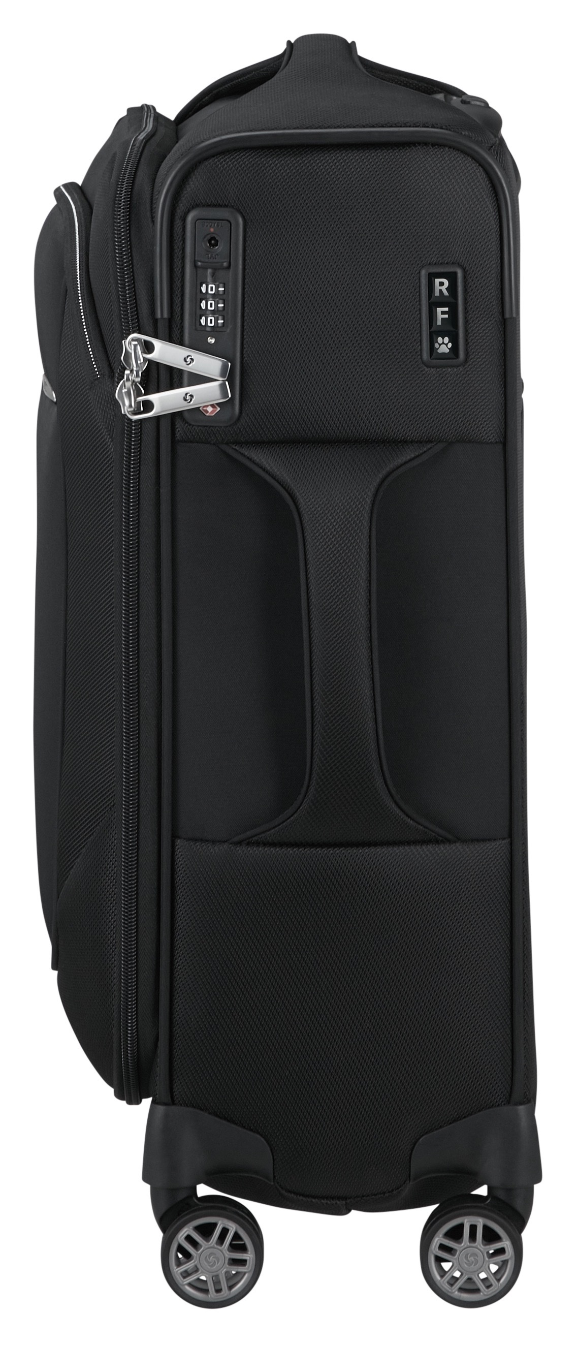 Weichgepäck-Trolley SAMSONITE "RE-LITE, verschiedene Größen und Farben", Gr. B/H/T: 22cm x 55cm x 35cm 36 l, schwarz, Polyester, Koffer, Reisekoffer TSA-Schloss Stickerbogen Volumenerweiterung Laptopfach 3