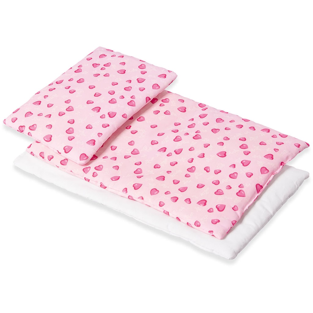 Pinolino® Puppen Bettwäsche »Herzchen, rosa«, (Set, 3 tlg.), mit Matratze