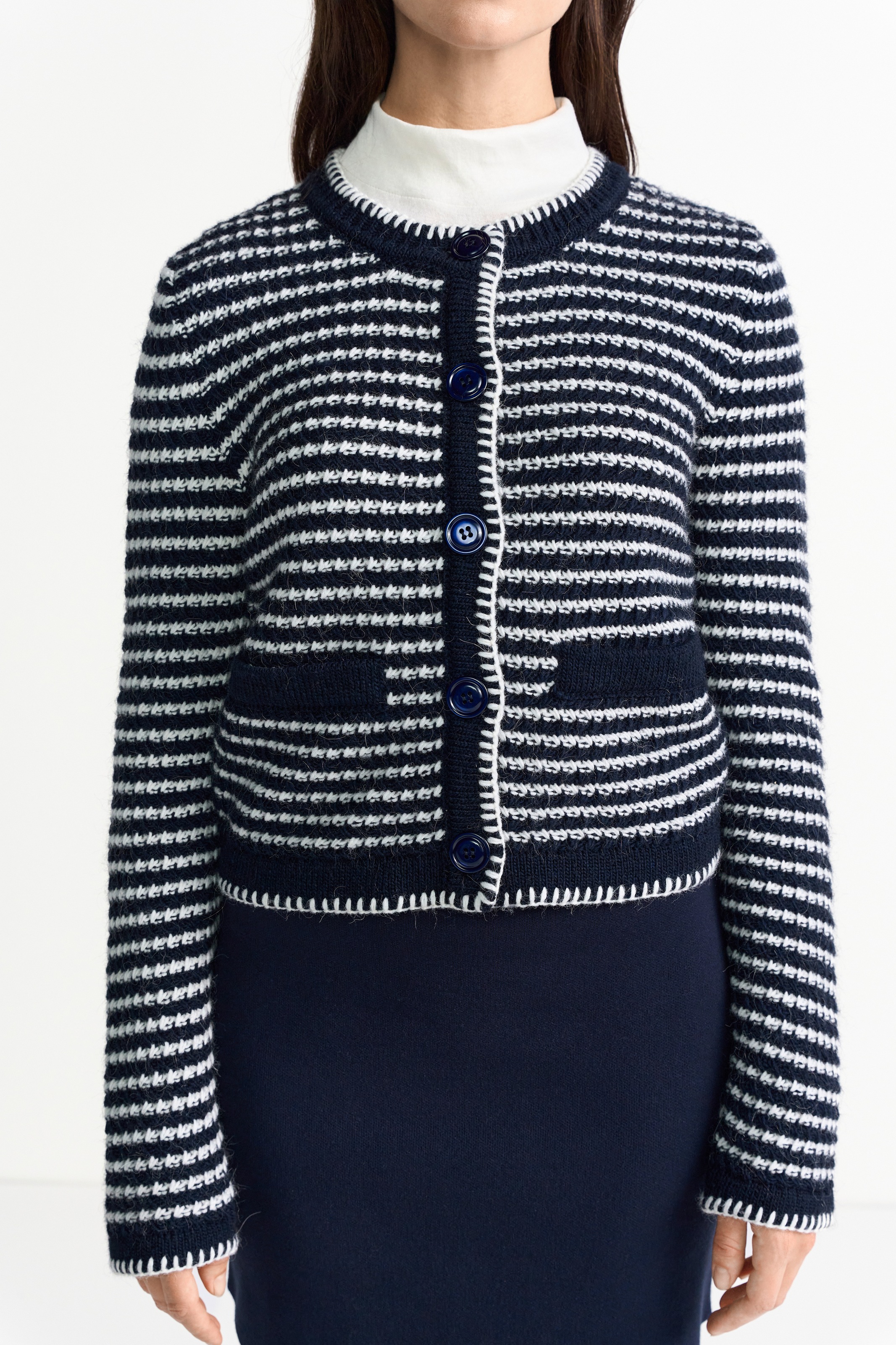 RICHROYAL Strickjacke gestreift, Rundhals, maritimer Look günstig online kaufen