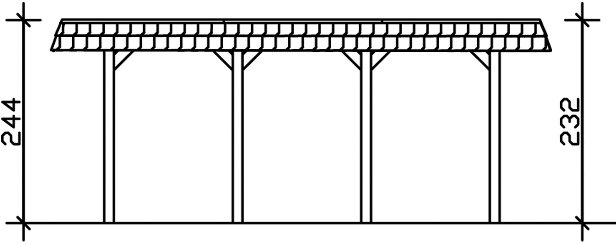 Skanholz Einzelcarport »Spreewald«, Nadelholz, 342 cm, Nussbaum, 396x589cm mit EPDM-Dach, rote Blende