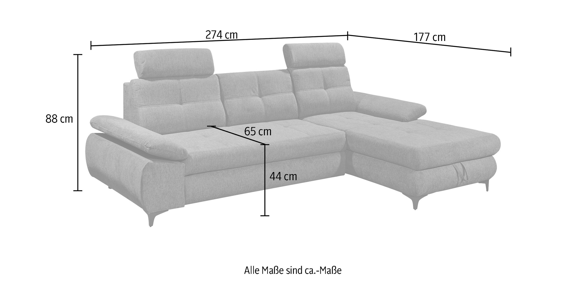 ED EXCITING DESIGN Ecksofa »Altona L-Form«, (2 St.), mit Bettfunktion, Bettkasten, Armteilverstellung & Kopfstützen