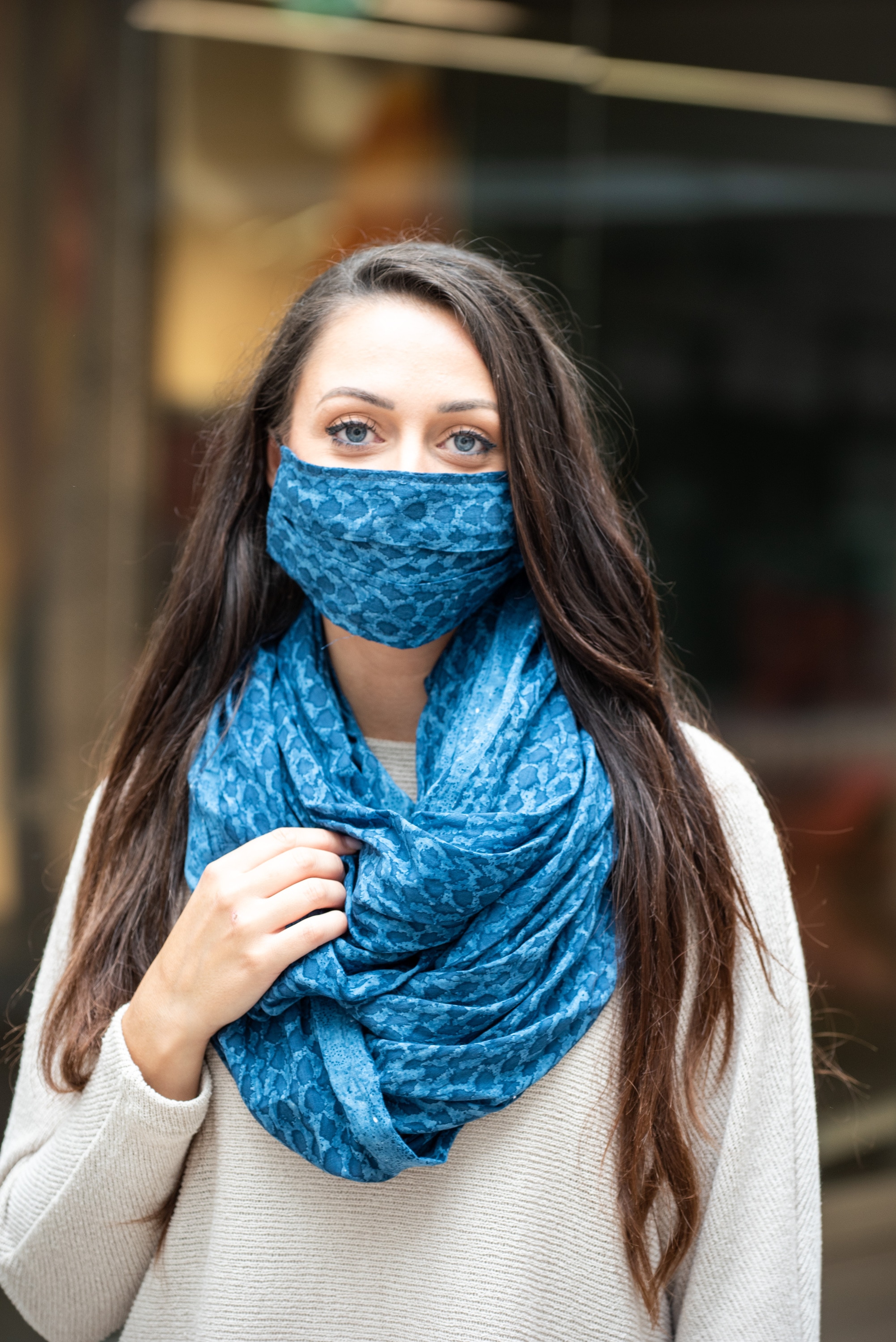 COLLEZIONE ALESSANDRO Loop "Jeansi", 1 Stk. mit passender Mund-Nasen-Bedeck günstig online kaufen