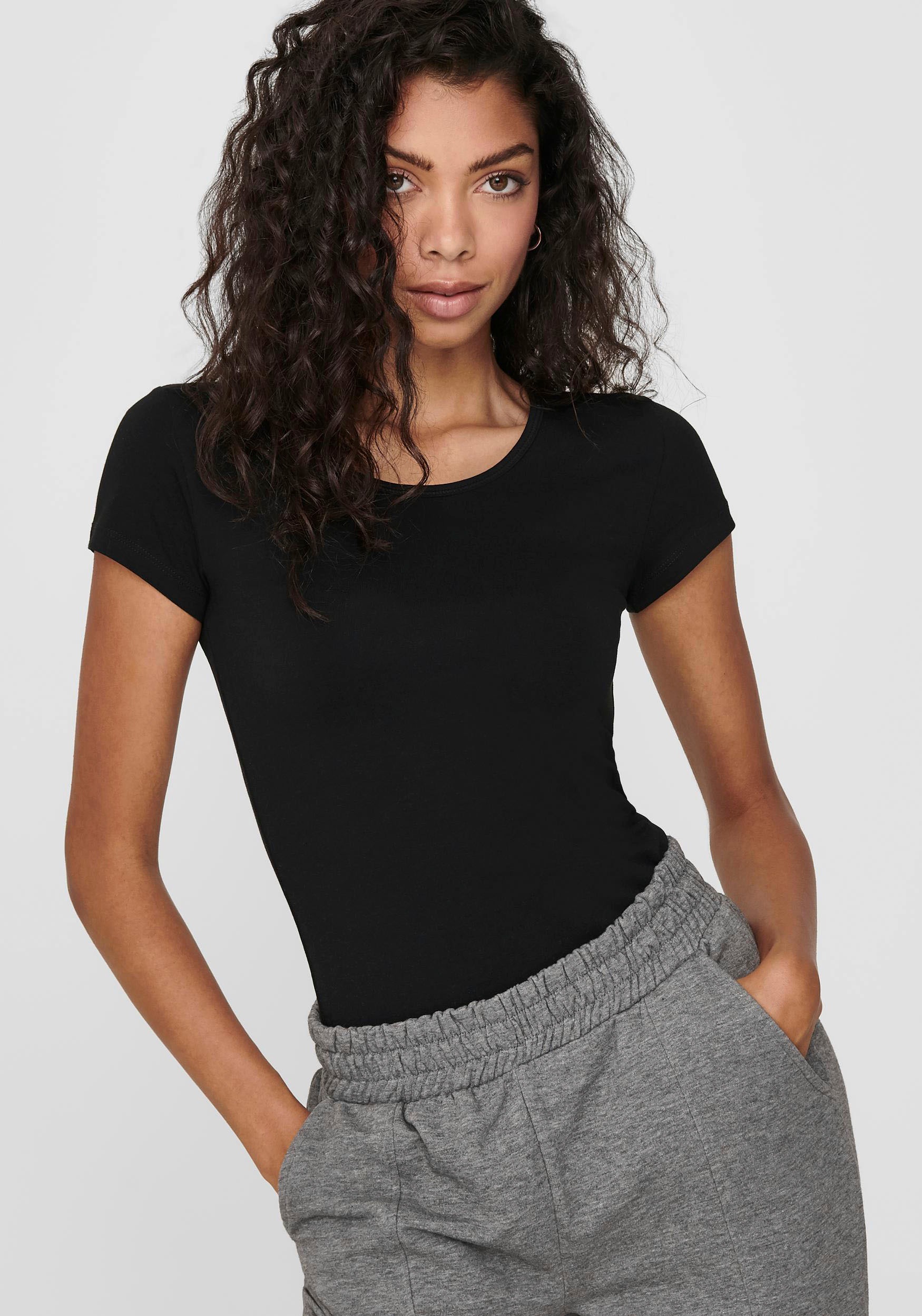 ONLY Rundhalsshirt "ONLLIVE – Rundhalsshirt mit figurbetonter Silhouette" s günstig online kaufen