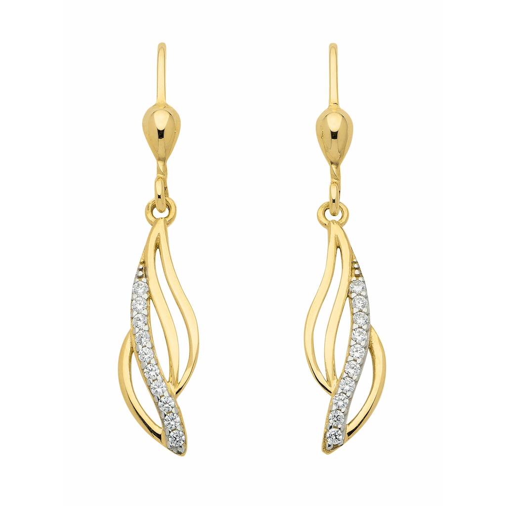 Adelia´s Paar Ohrhänger »333 Gold Ohrringe Ohrhänger mit Zirkonia« mit Zirkonia Goldschmuck für Damen