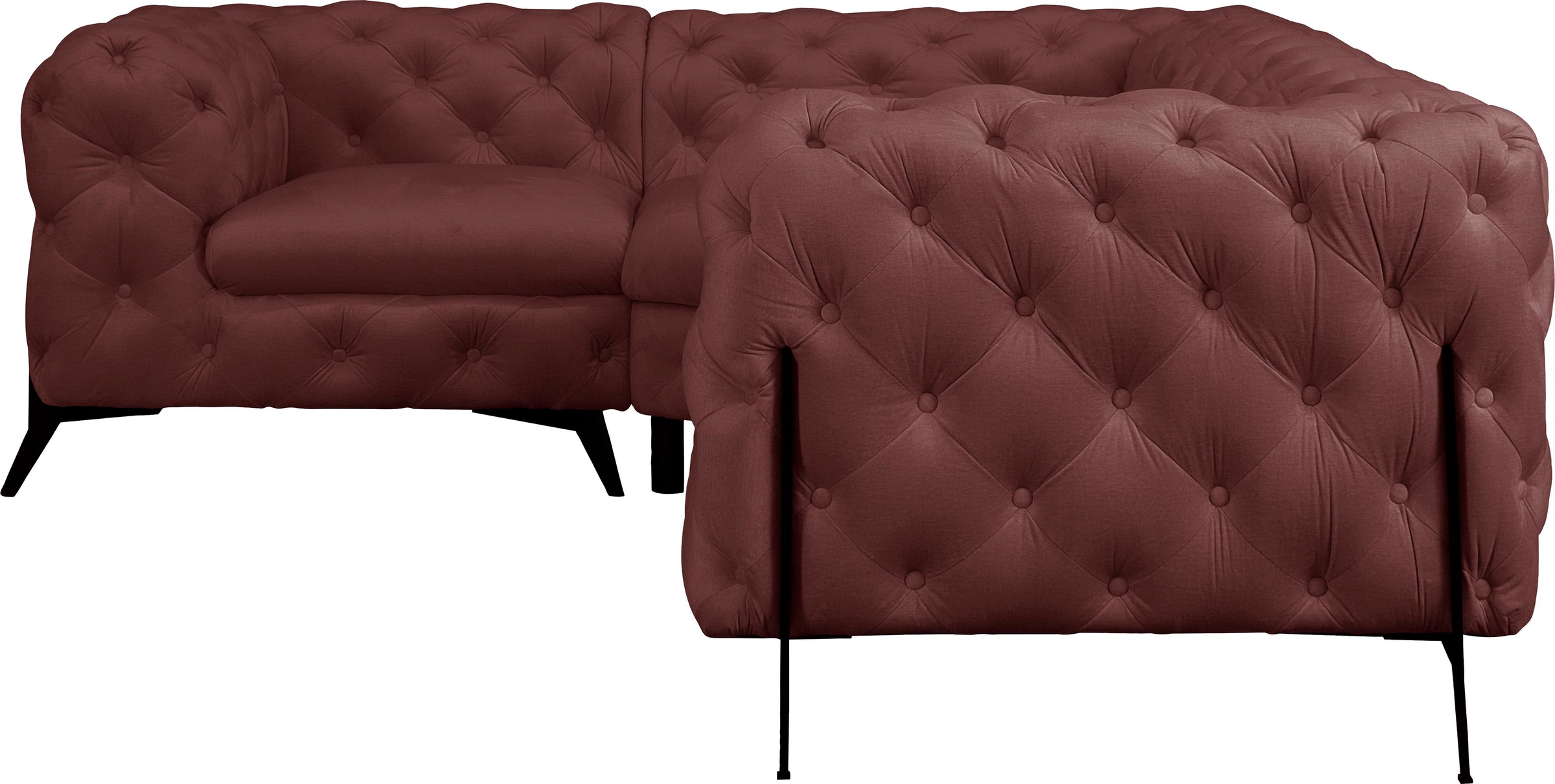 Leonique Chesterfield-Sofa »Amaury L-Form«, moderne Chersterfield-Optik, Breite 262 cm, Fußfarbe wählbar