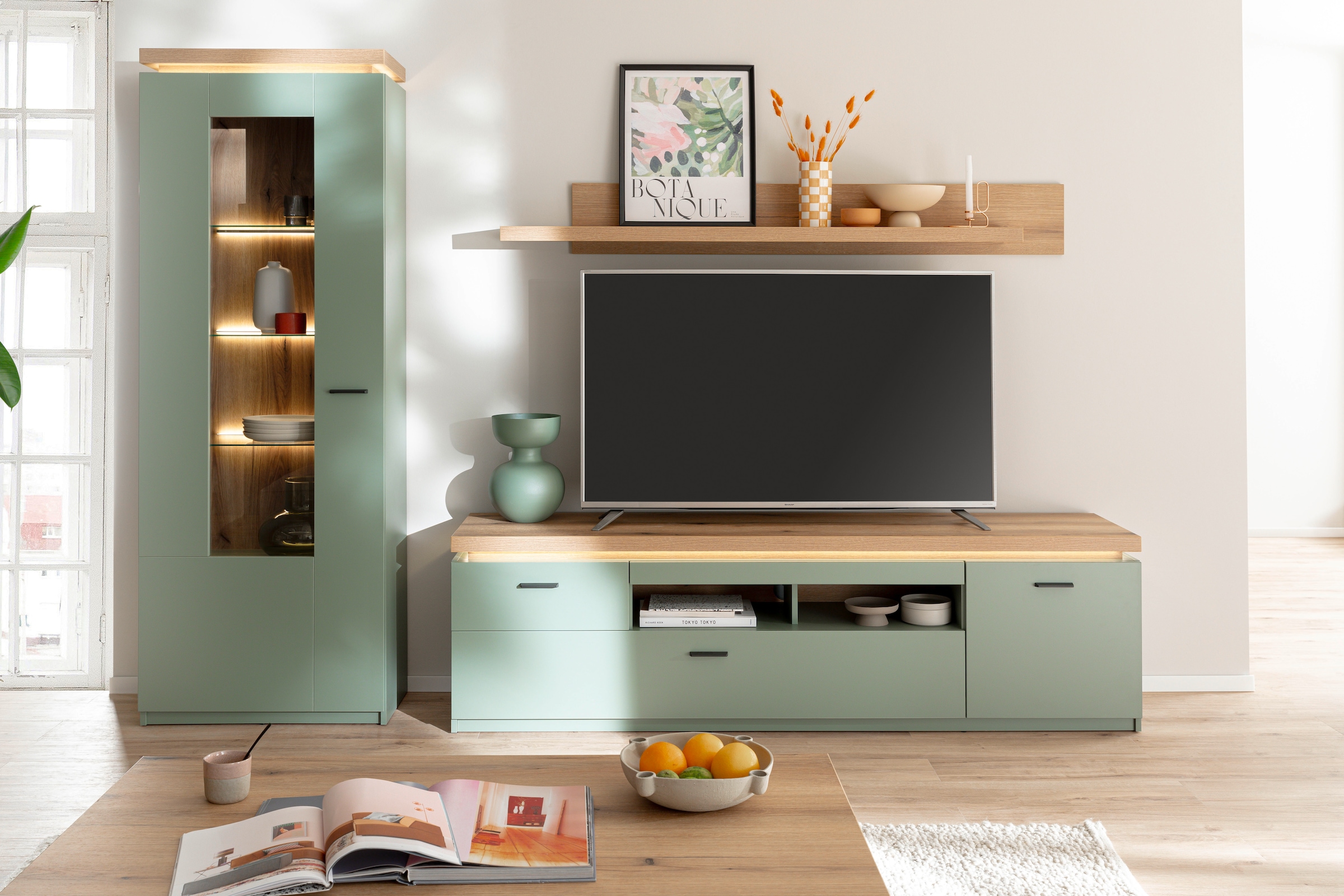 MCA furniture Wohnwand »MONIZ Wohnkomination 2«, (Komplett-Set, 3 St.), Türen/ Schubkästen gedämpft