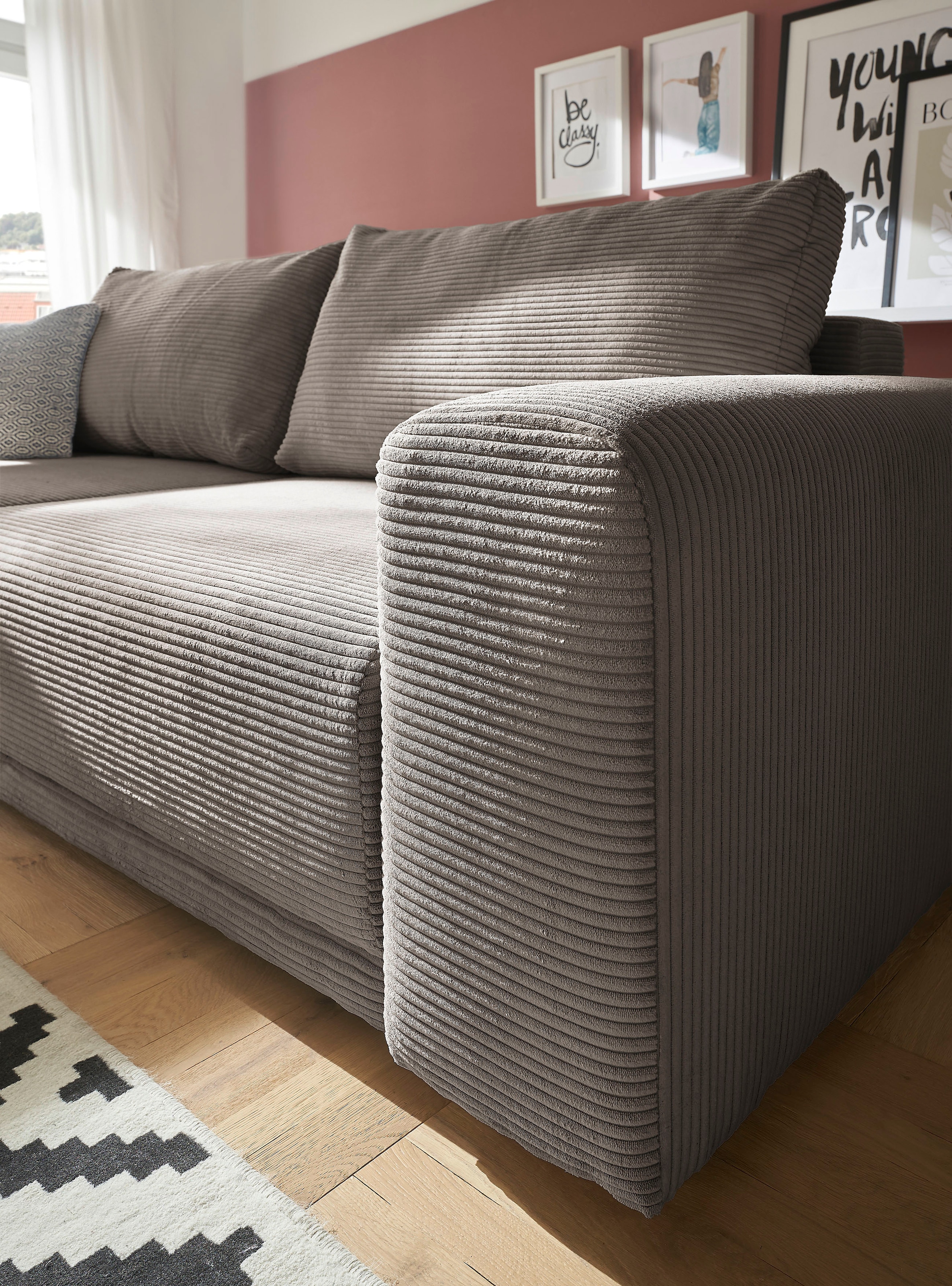 OTTO home Schlafsofa »PHEELIX Cord, mit 3 Funktionen« Elemente einzeln oder gleichzeitig ausziehbar, bequemer Sitzkomfort