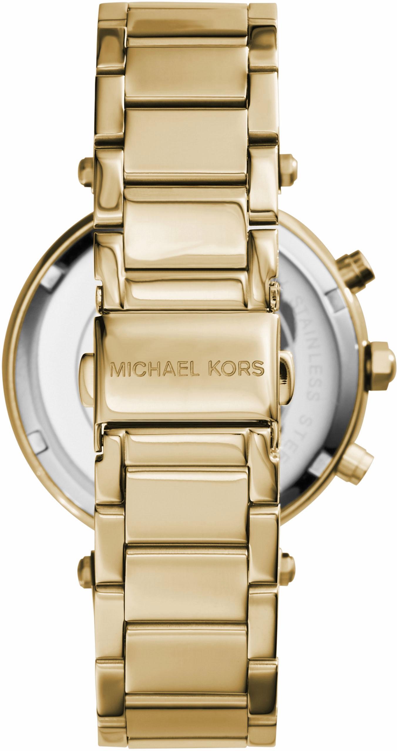 MICHAEL KORS Chronograph »PARKER«, Quarzuhr, Armbanduhr, Damenuhr, Stoppfunktion, Edelstahlarmband