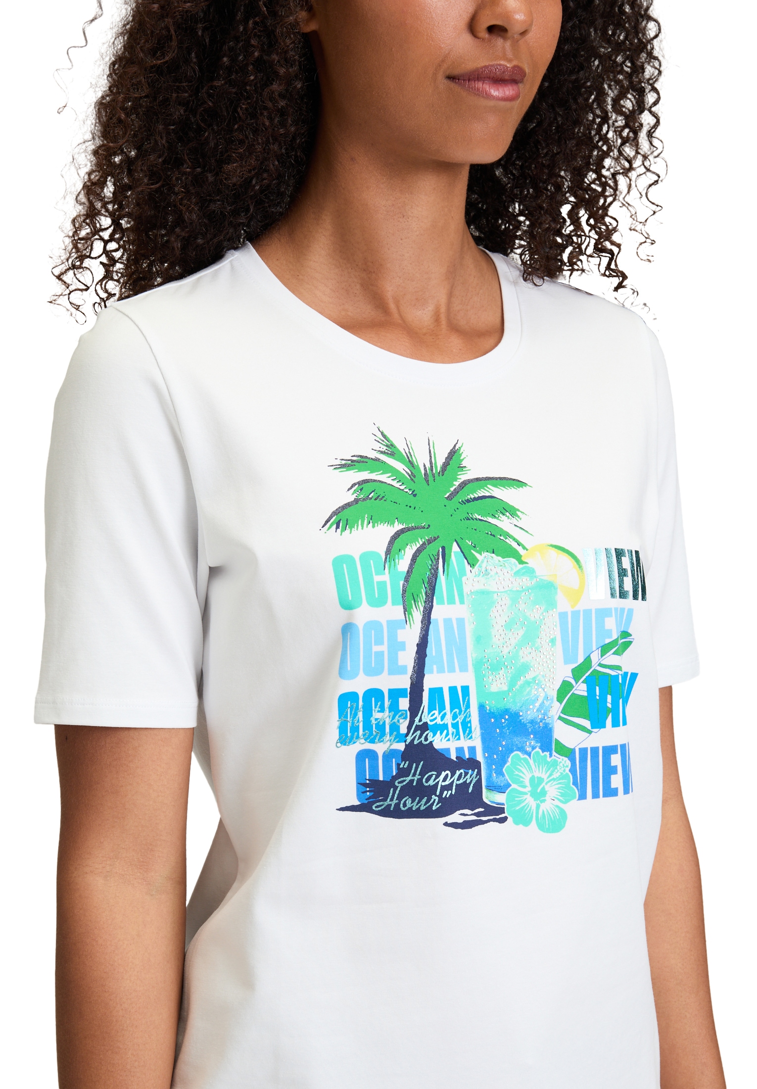 Betty Barclay Kurzarmshirt »Betty Barclay Basic Shirt mit Aufdruck«, (1 tlg.), Glitzersteine