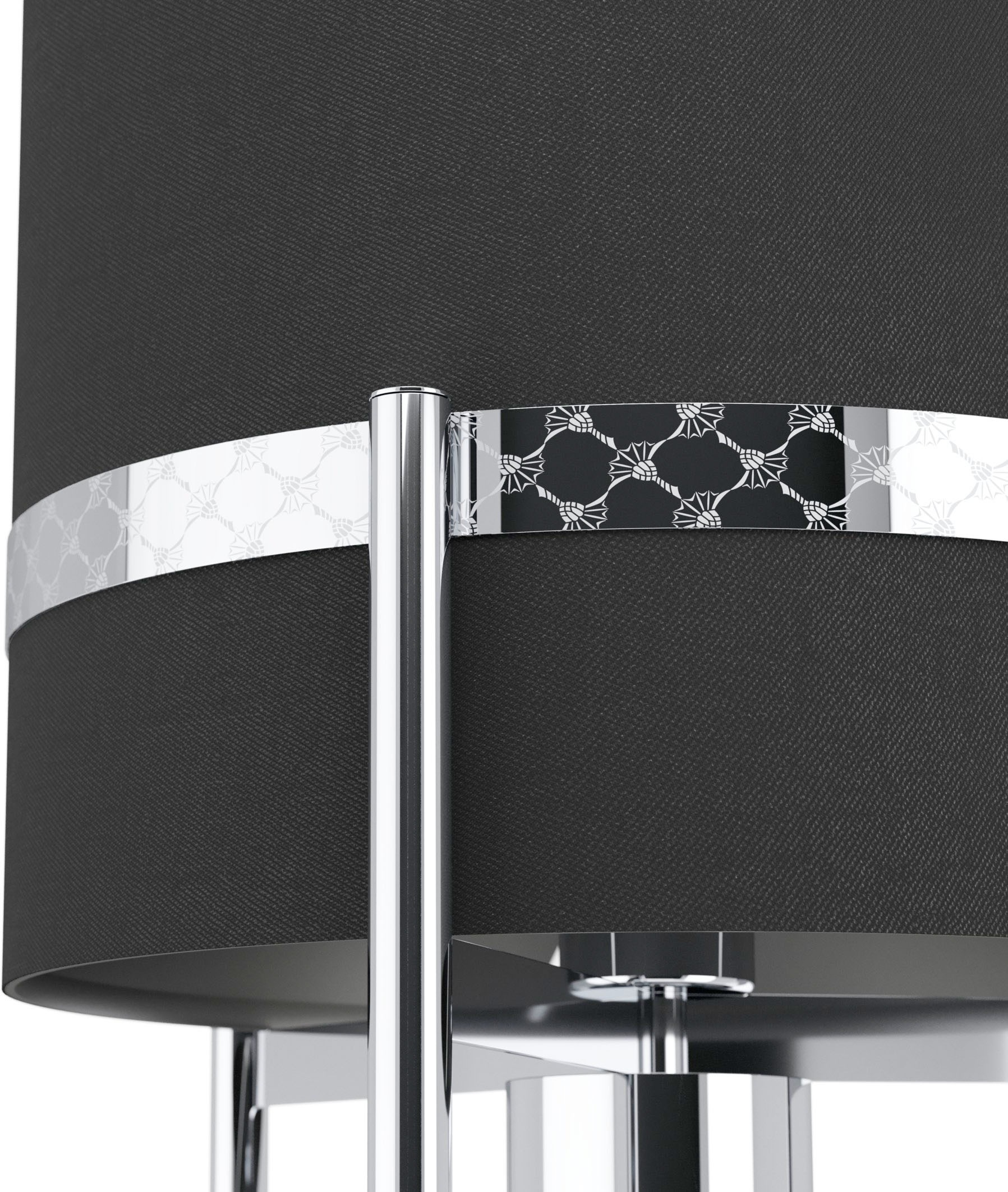 Joop! Stehlampe »ROUND und Textil-Leuchtenschirmen mit | BAUR LIGHTS«, eingelassenen Metall-Dekorbändern