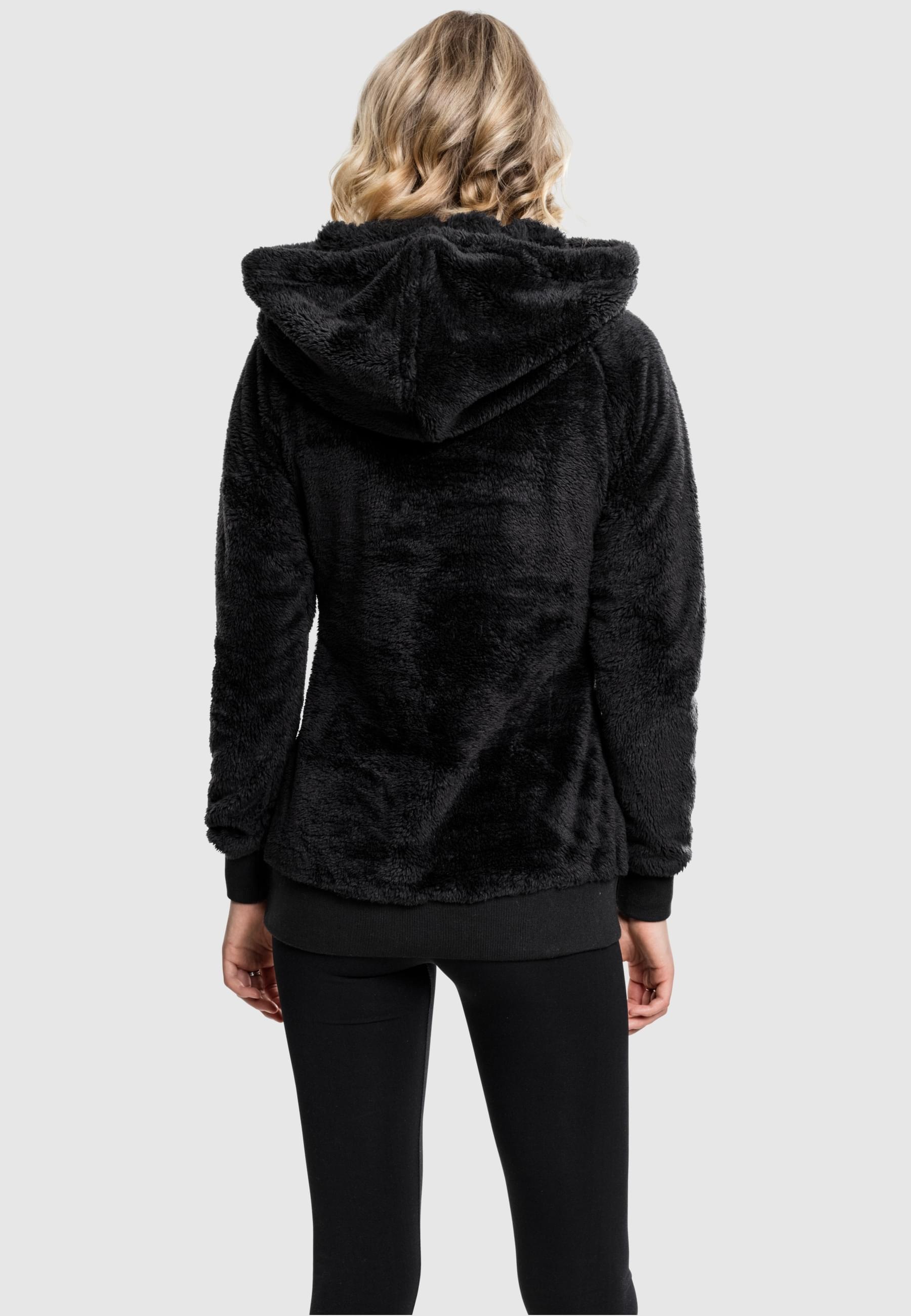URBAN CLASSICS Rundhalspullover »Urban Classics Damen Ladies Long Teddy Hoody«, (1 tlg.)