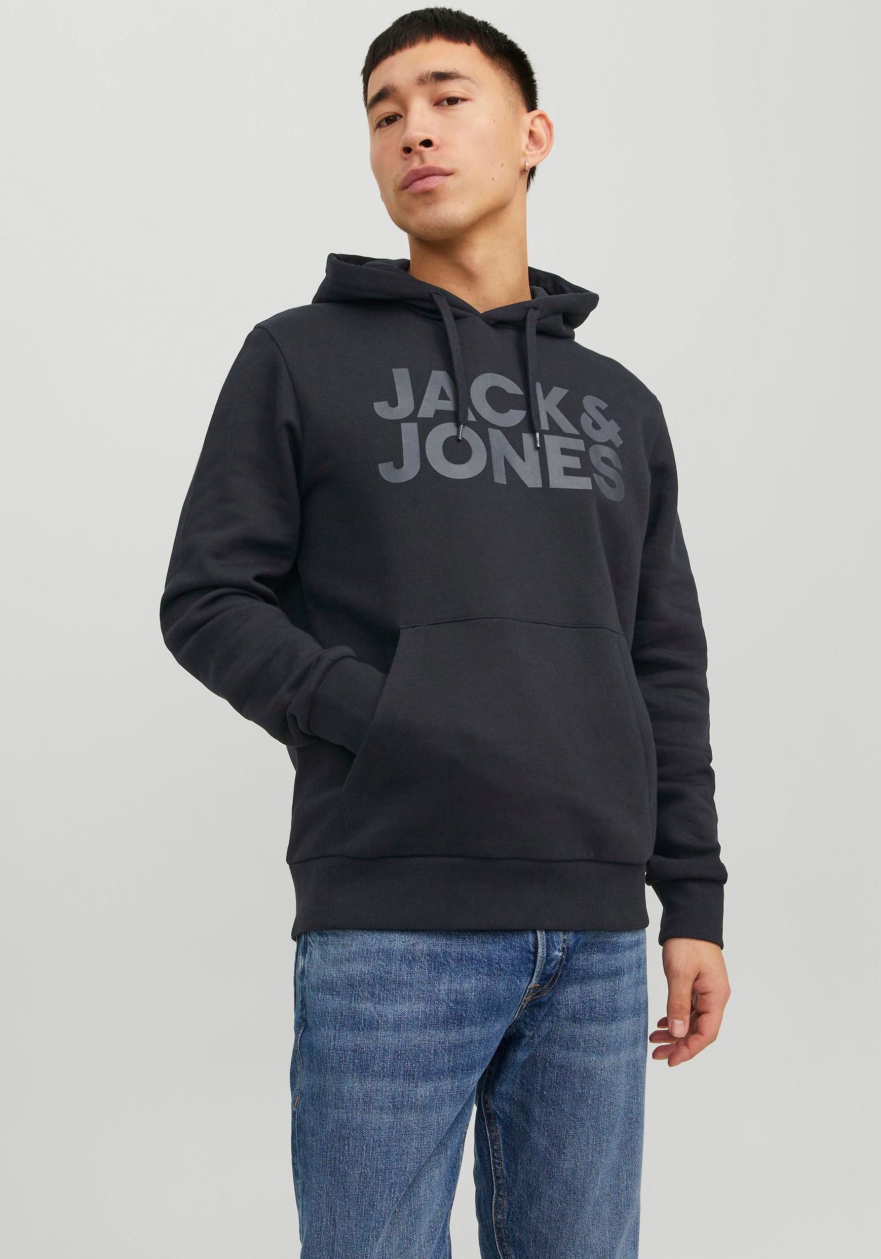 Jack & Jones Kapuzensweatshirt "JJECORP LOGO SWEAT HOOD NOOS", Baumwollmischung, regular fit