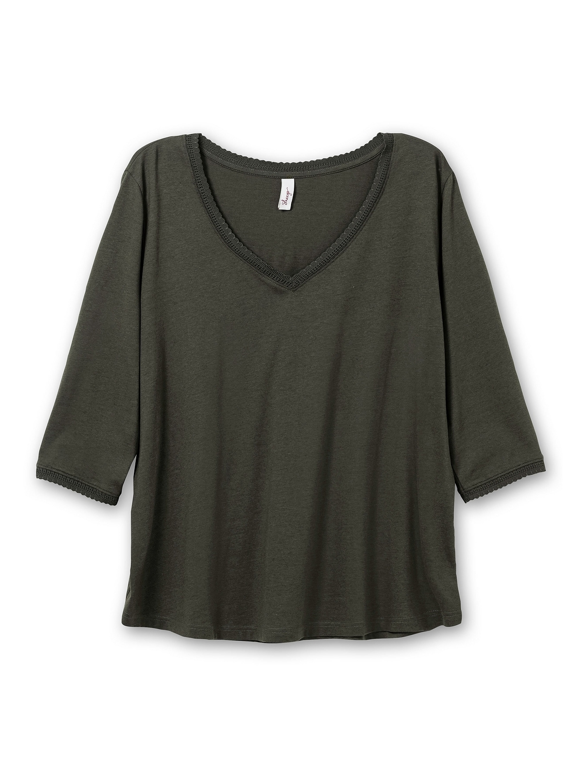 Sheego 3/4-Arm-Shirt »Große Größen«, mit Bogenkante, in leichter A-Linie