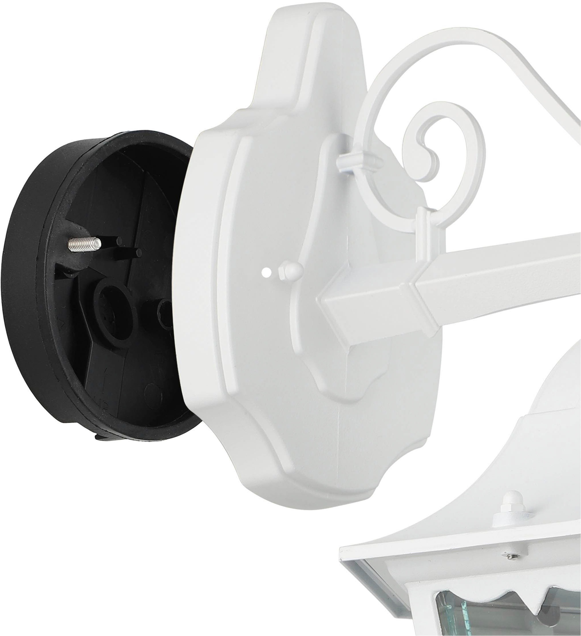 EGLO Wandleuchte »Navedo Außen-Wandlampe, Wandlampe aus Aluguss und Glas, E27, IP44« E27 1 Stk. Wand-/Deckenleuchte - L20 x H47,5 x AL28,5 cm - weiß - 1X60W exkl.