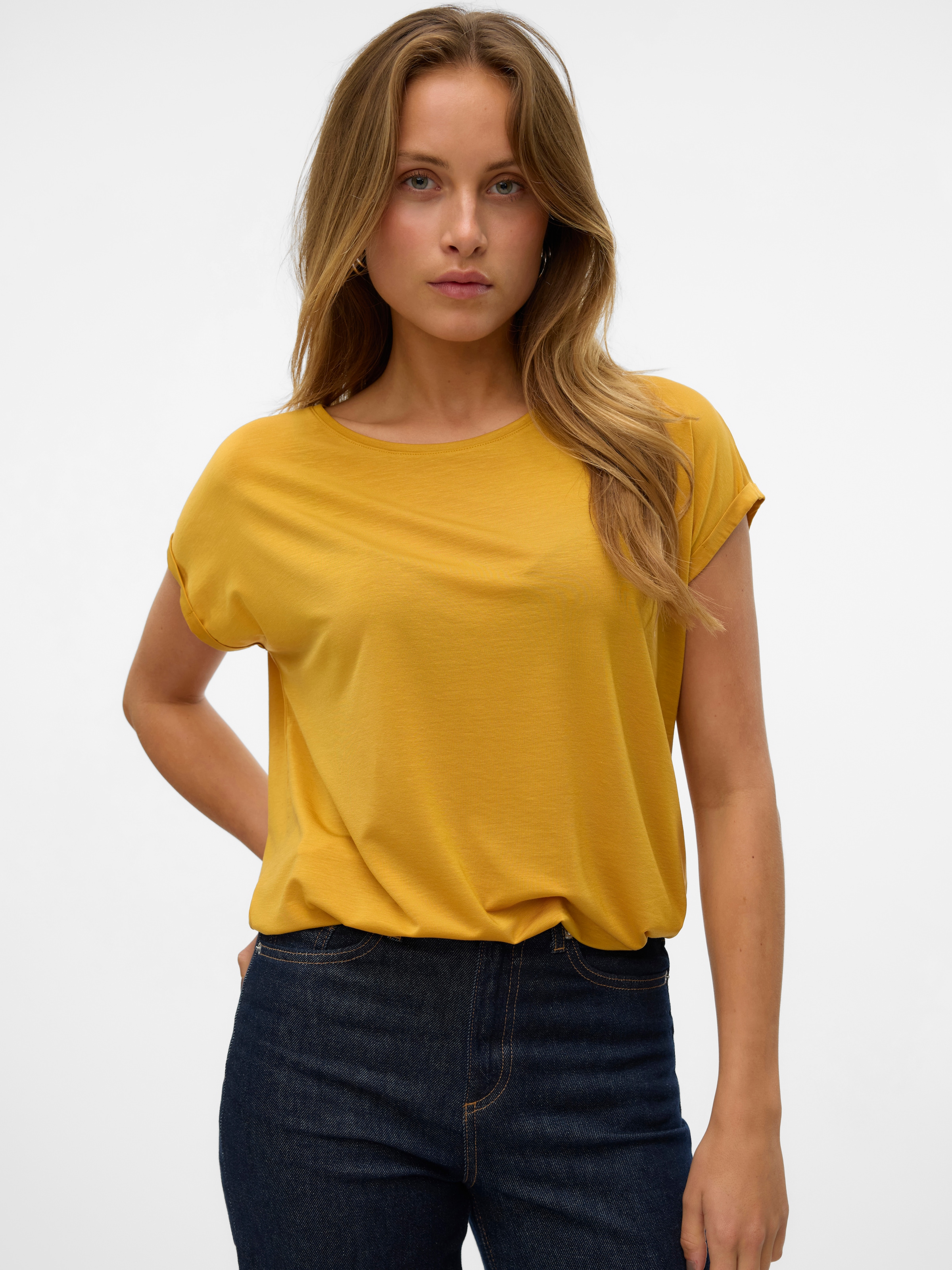 Vero Moda Rundhalsshirt "VMAVA PLAIN SS TOP GAJRS NOOS" günstig online kaufen