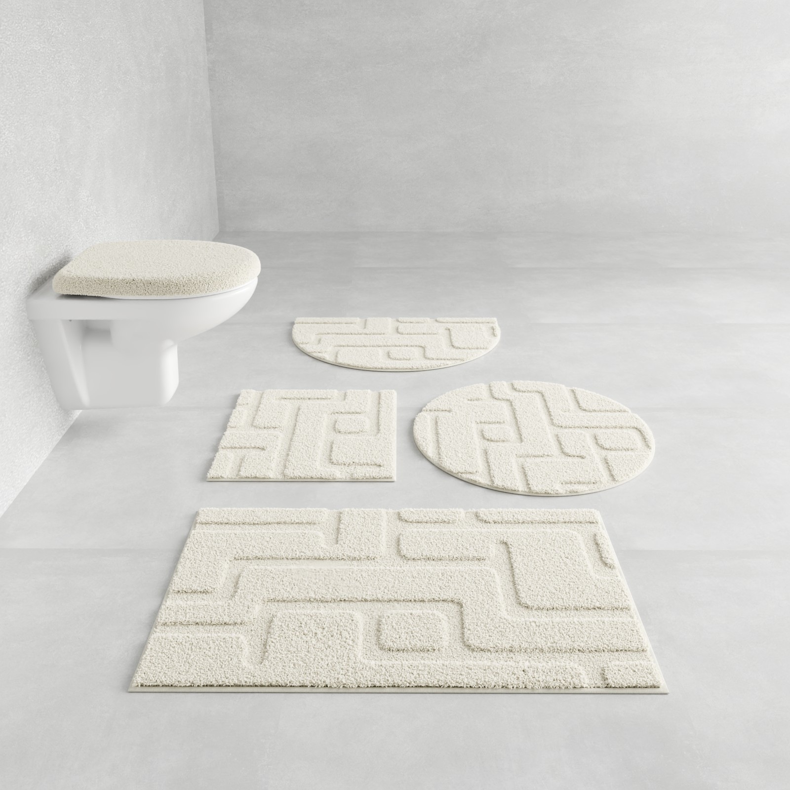Badematte GRUND, H:20mmcreme, Polyester, Badematten, "Riana, Badvorleger, Badezimmer Teppich, sehr weich", Modernes Design mit Linien in