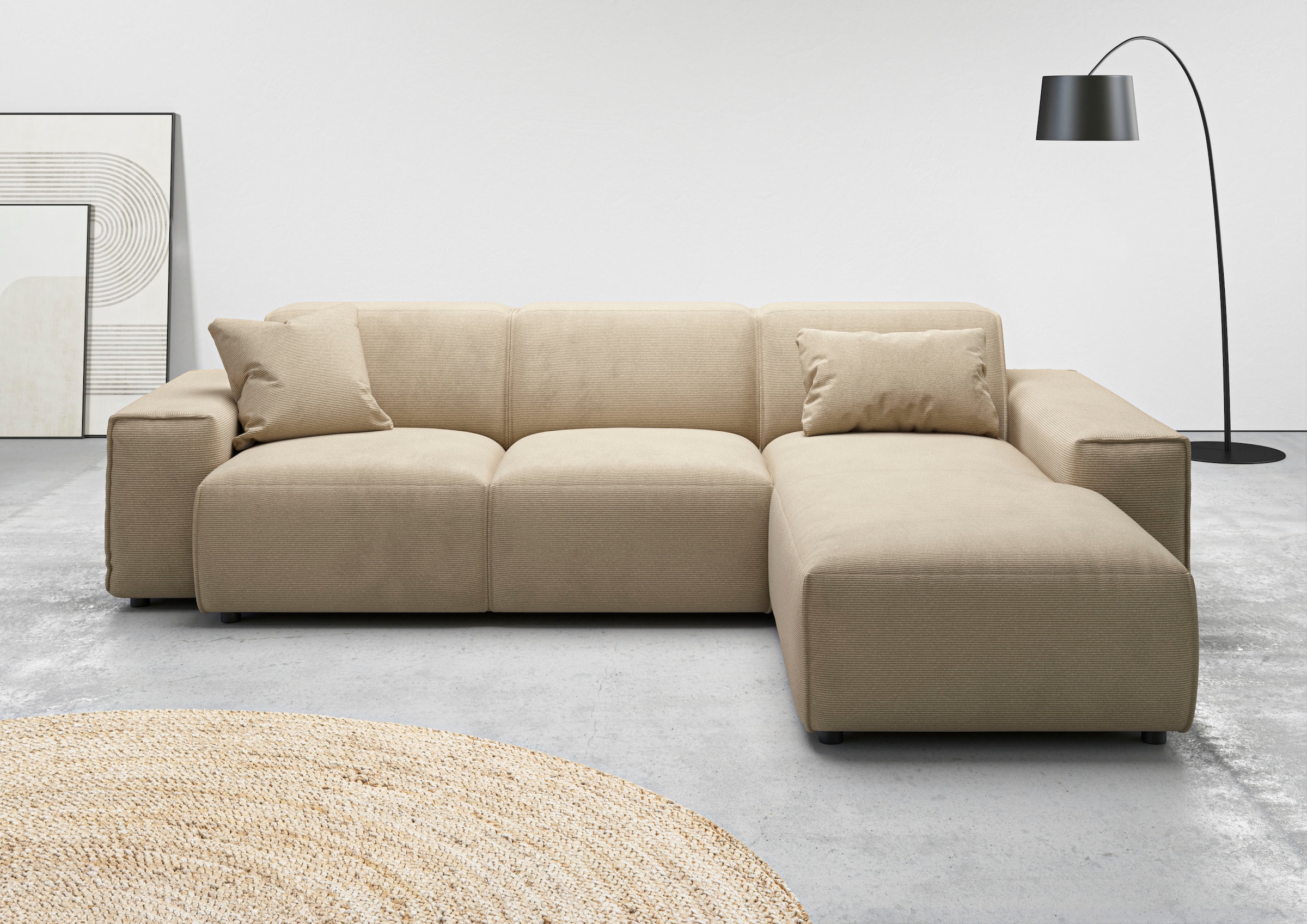 Home affaire Ecksofa "Glimminge L-Form auch in Breitcord, Feincord + Easy care-Bezug," Breite 264, Zierkissen