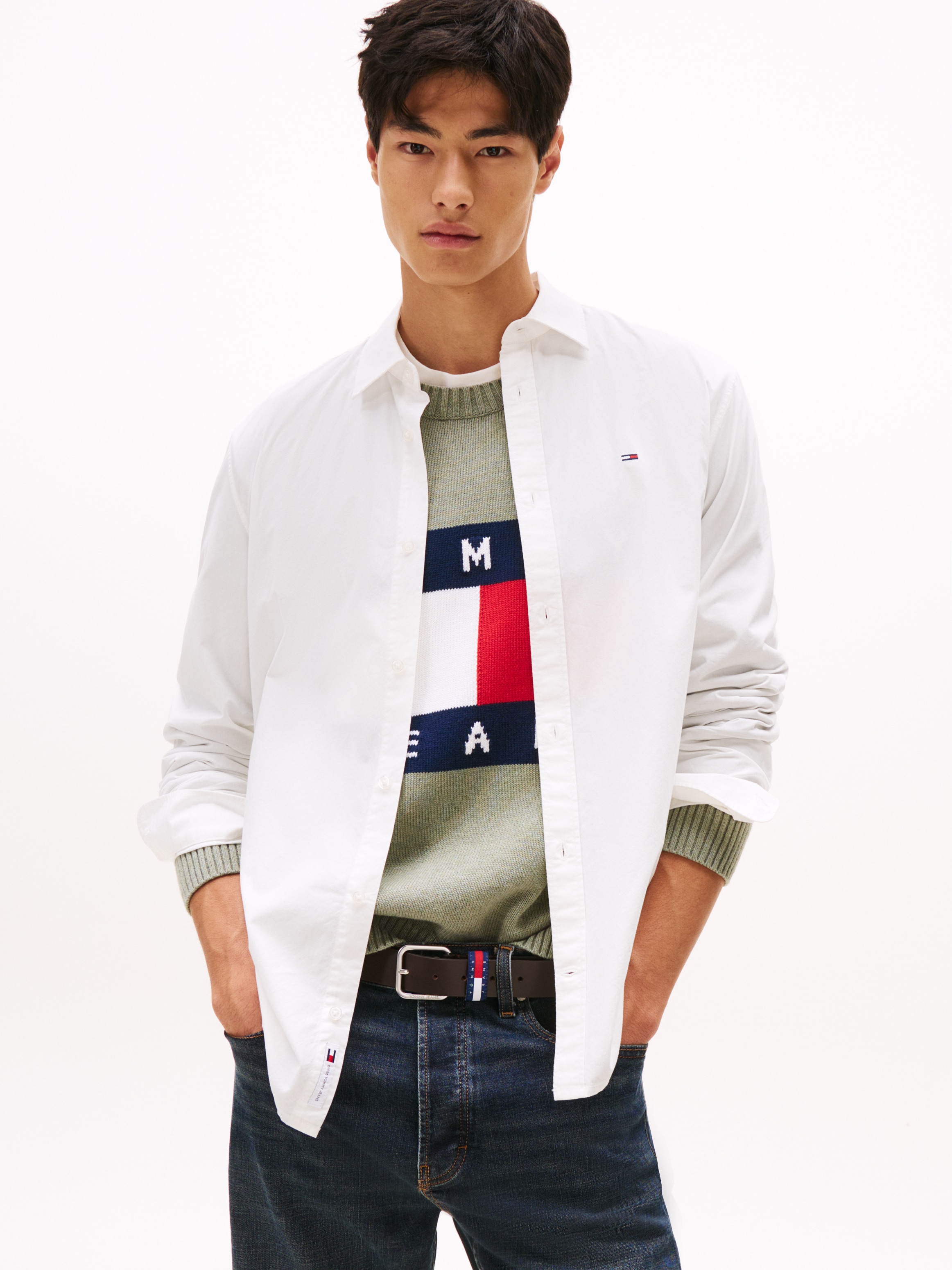 Tommy Jeans Langarmhemd "TJM POPLIN", Regular fit, Kentkragen günstig online kaufen