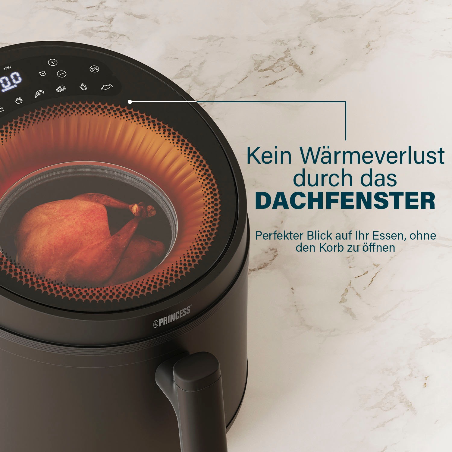 PRINCESS Heißluftfritteuse »182270 Cyclone Vision Airfryer«, 1500 W, Fassungsvermögen 5 l
