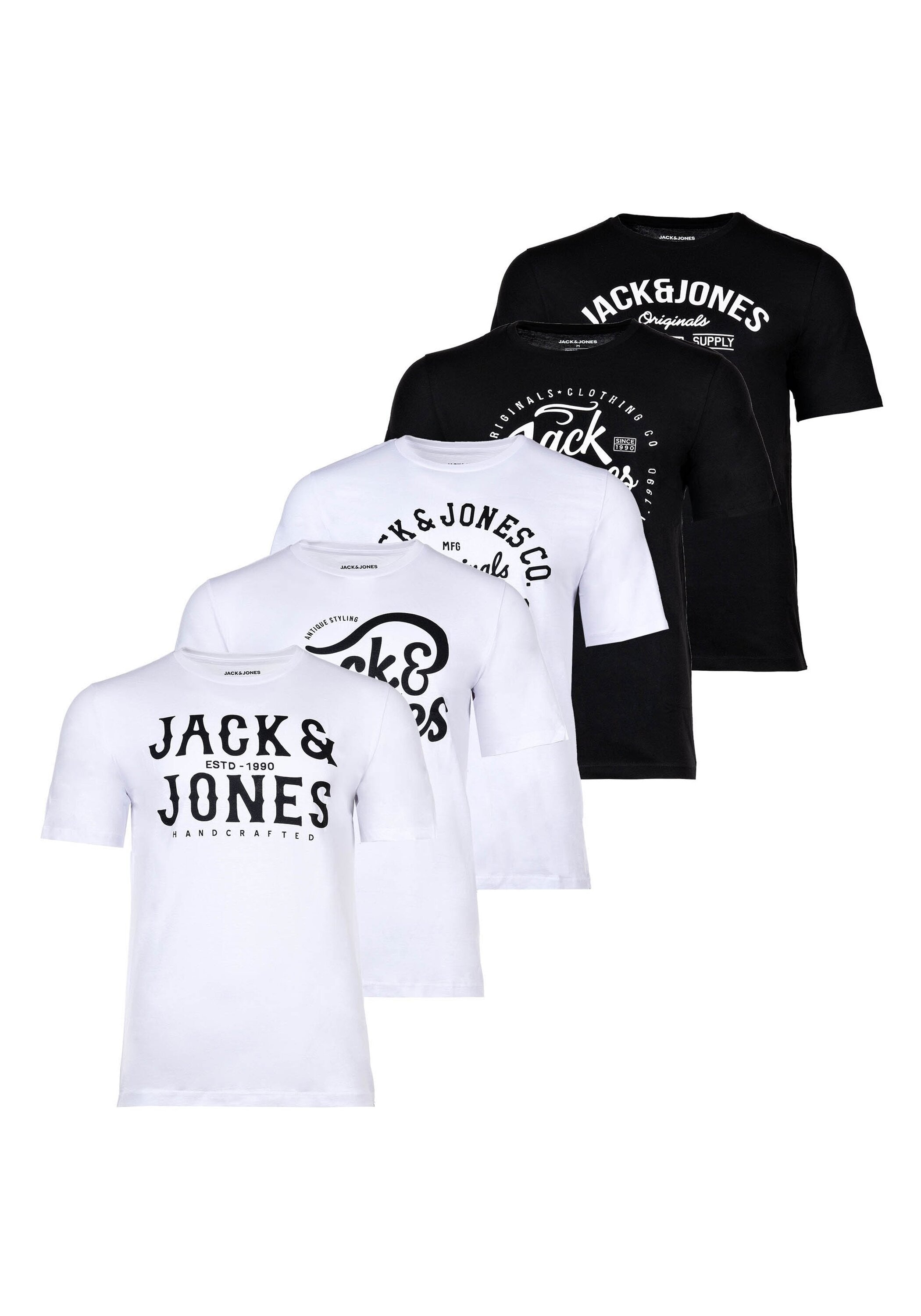 Jack & Jones T-Shirt »T-Shirt JJLEOGRA TEE CREW NECK 5PK 5er Pack«