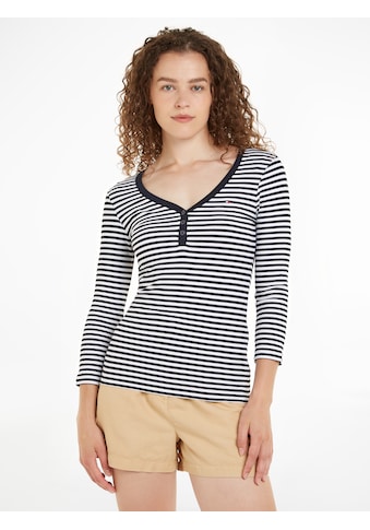 TOMMY HILFIGER 3/4-Arm-Shirt »SLIM 5X2 STR RIB HENLEY...