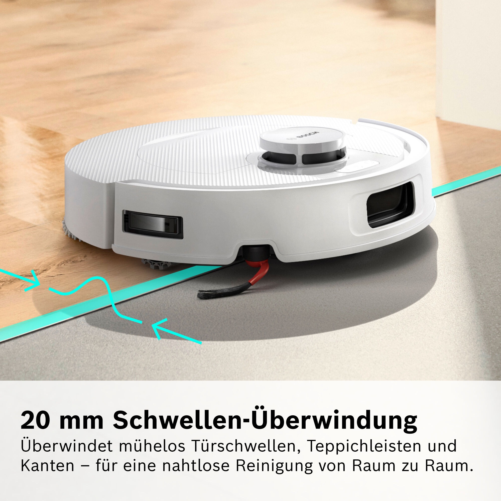 BOSCH Saugroboter »mit Wischfunktion Spotless 2 BCR2S1B/BCR2S1W, 25.000 Pa Saugkraft« Selbstreinigung, Nass-Trocken-Servicestation, rotierende Pads